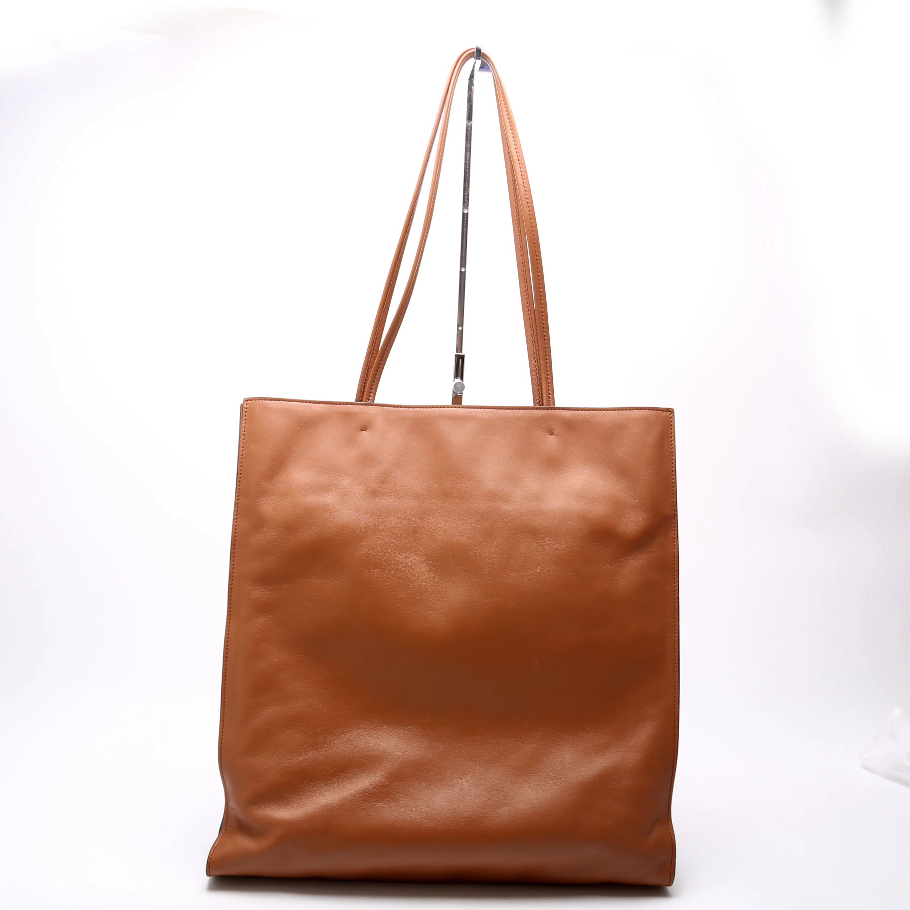 Soft Calfskin Triangle Logo Shopper Tote Brown - Image 3