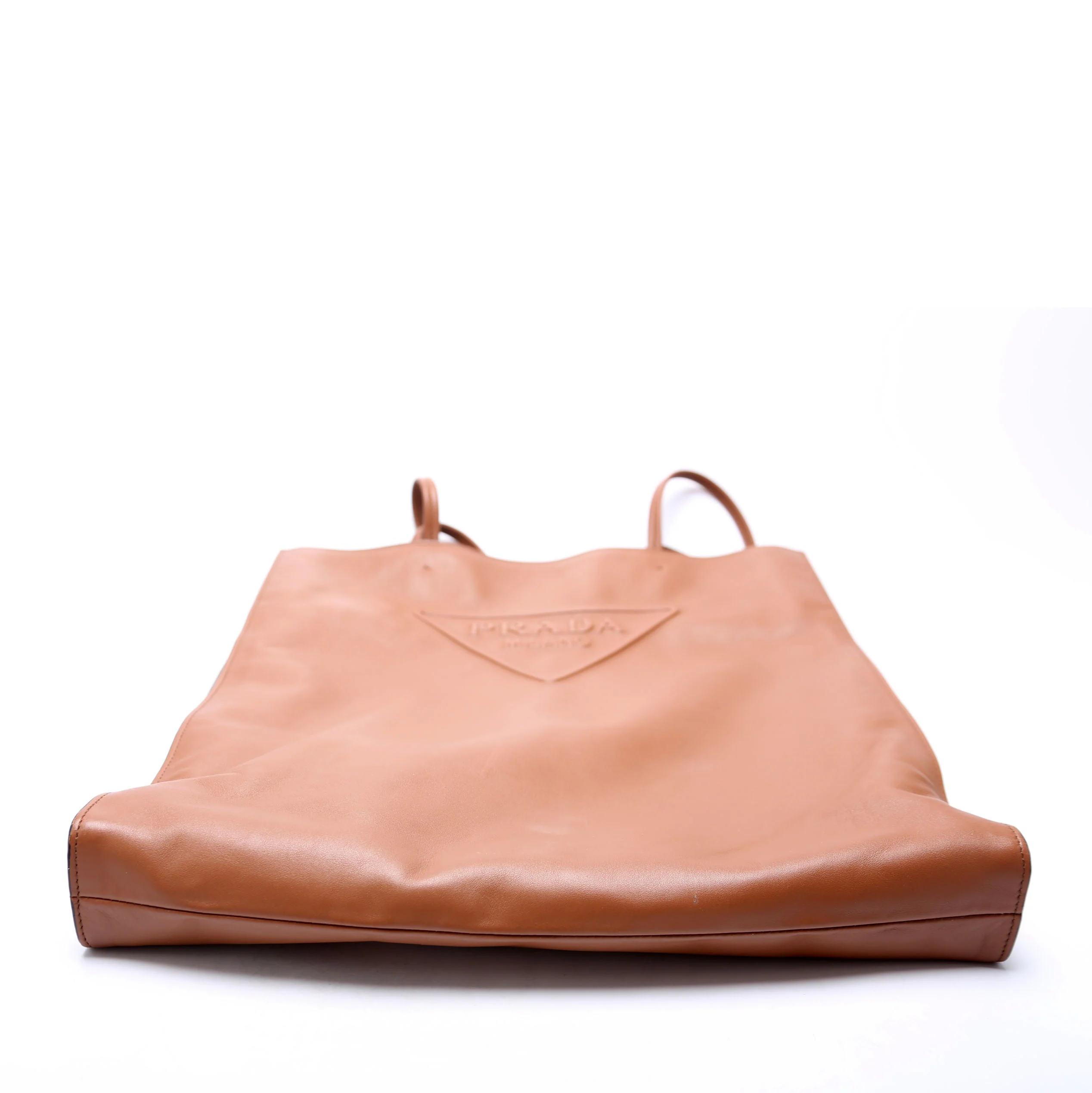 Soft Calfskin Triangle Logo Shopper Tote Brown - Image 4