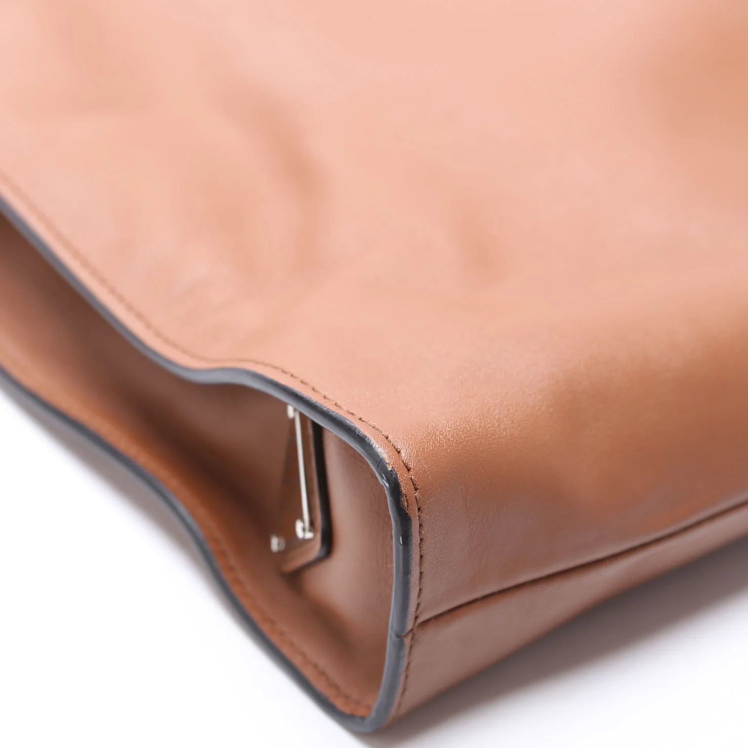 Soft Calfskin Triangle Logo Shopper Tote Brown - Image 5