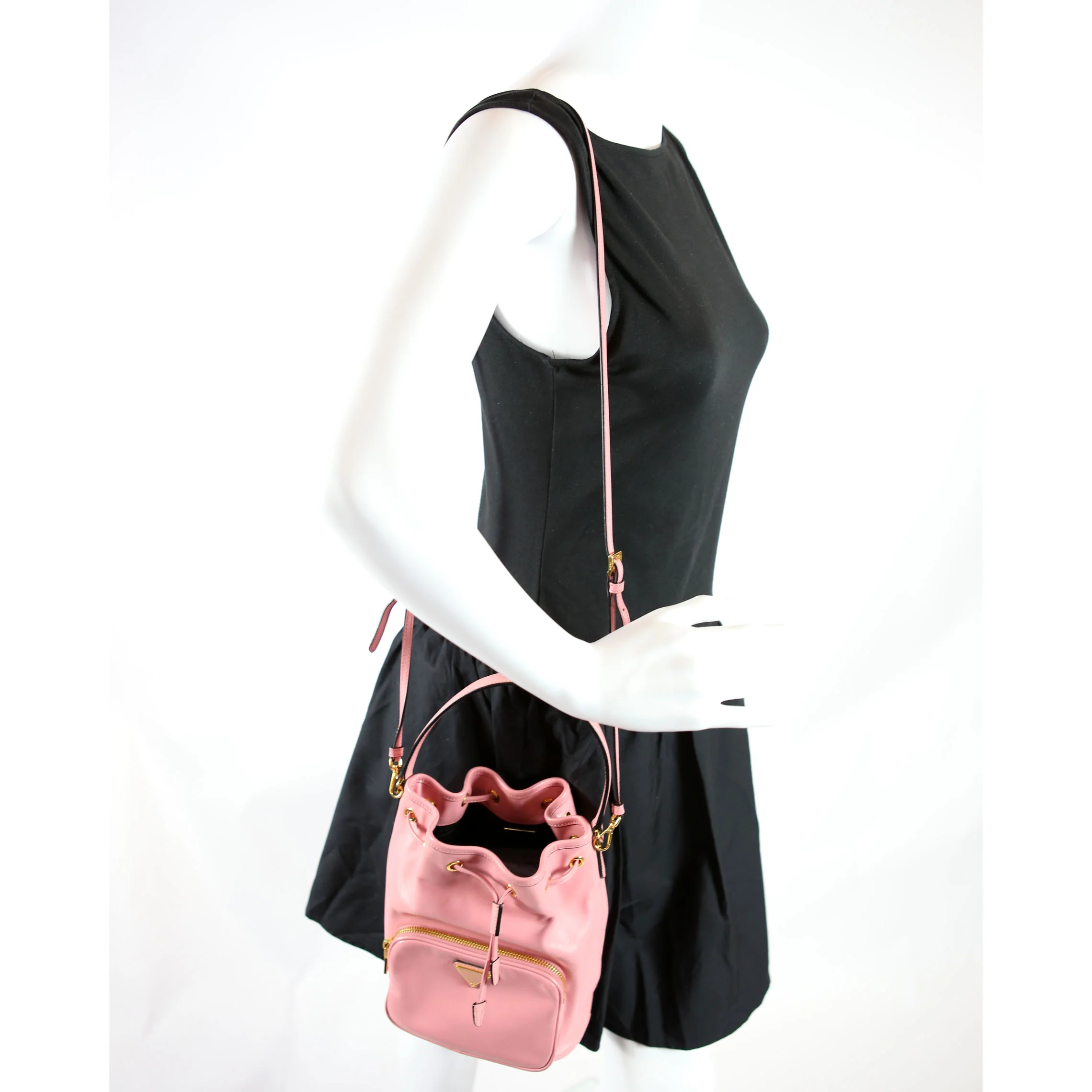 Soft Leather Mini Bucket Pink - Image 10