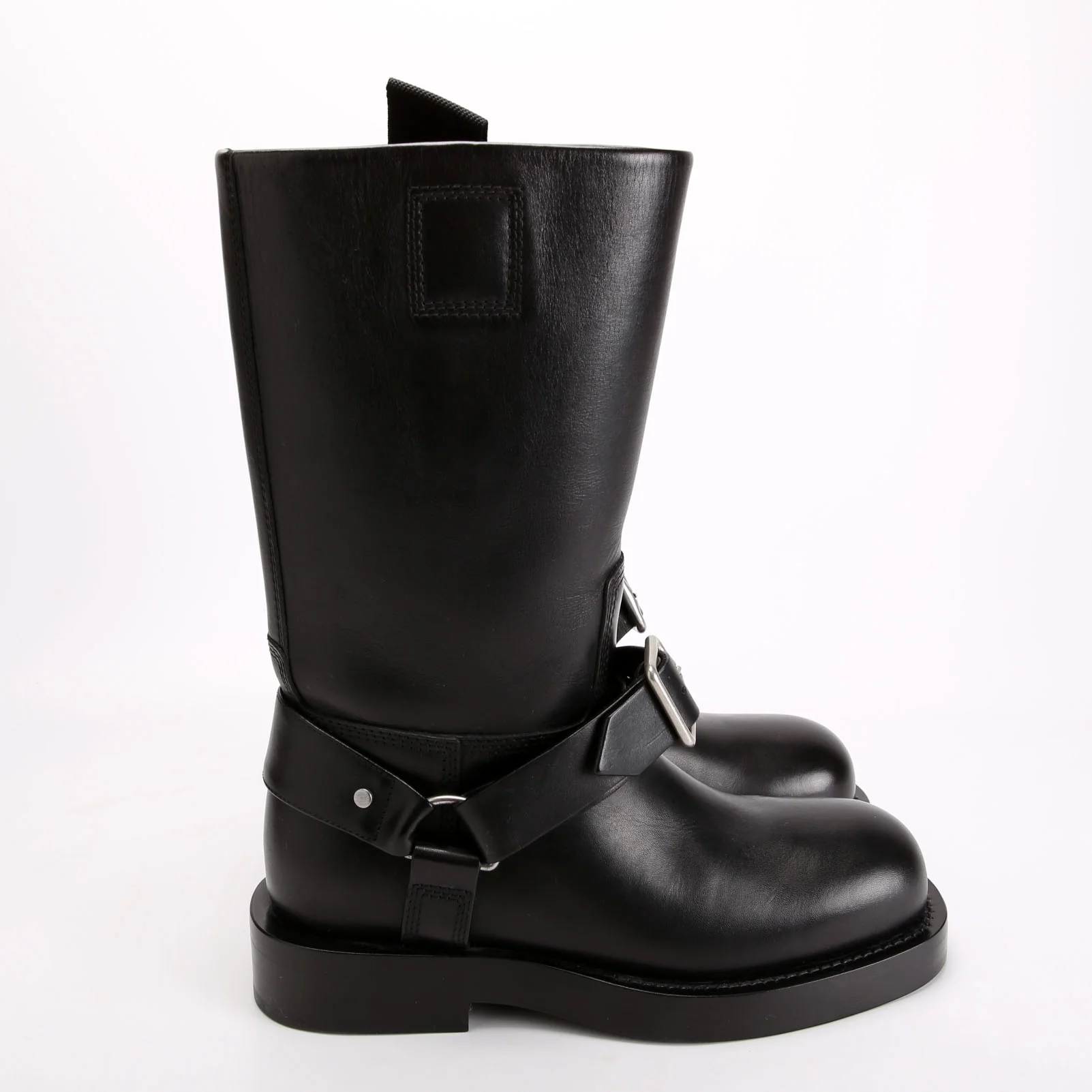 Soft Saddle Buckle Leather Boots Size 37 Black - Image 3