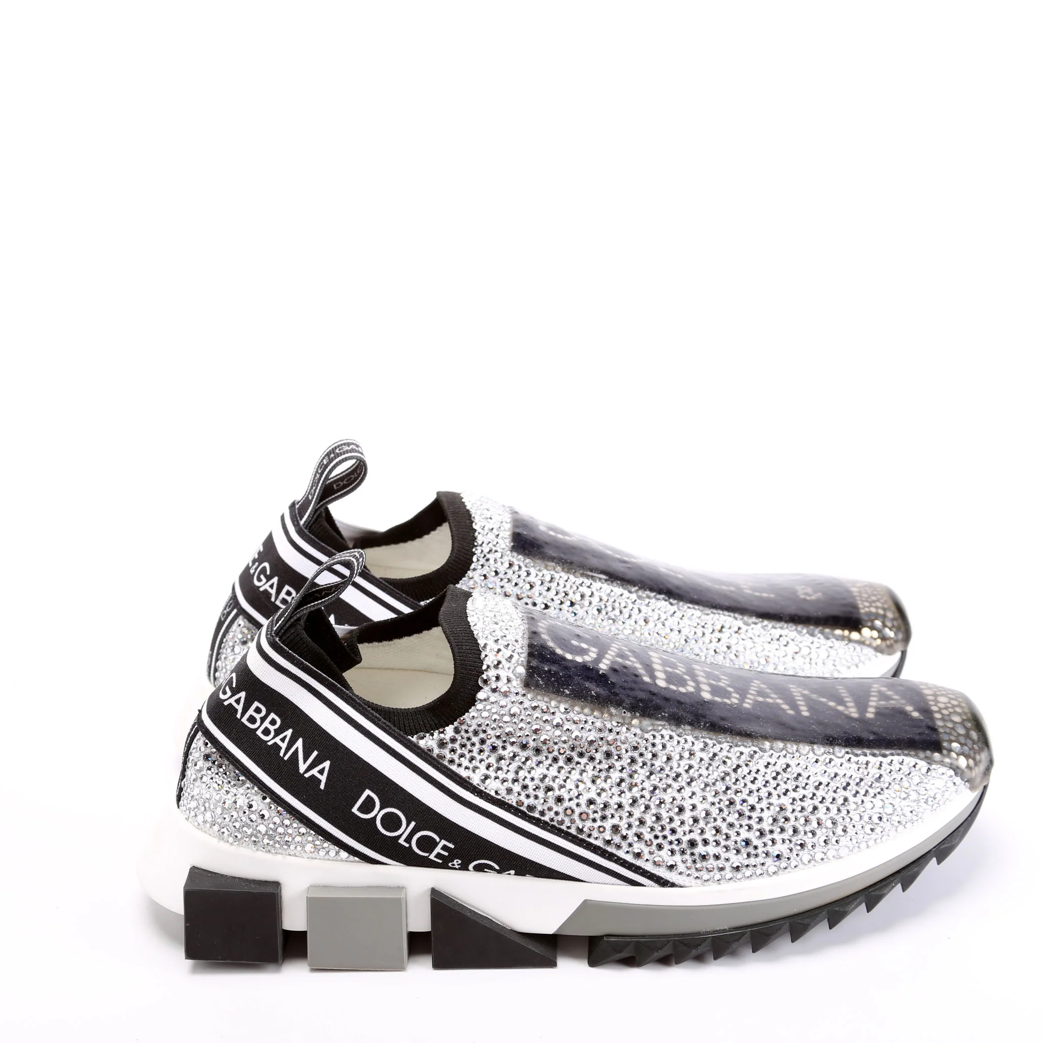 Sorrento Crystal Sneakers Size 40.5 Silver/Black - Image 3