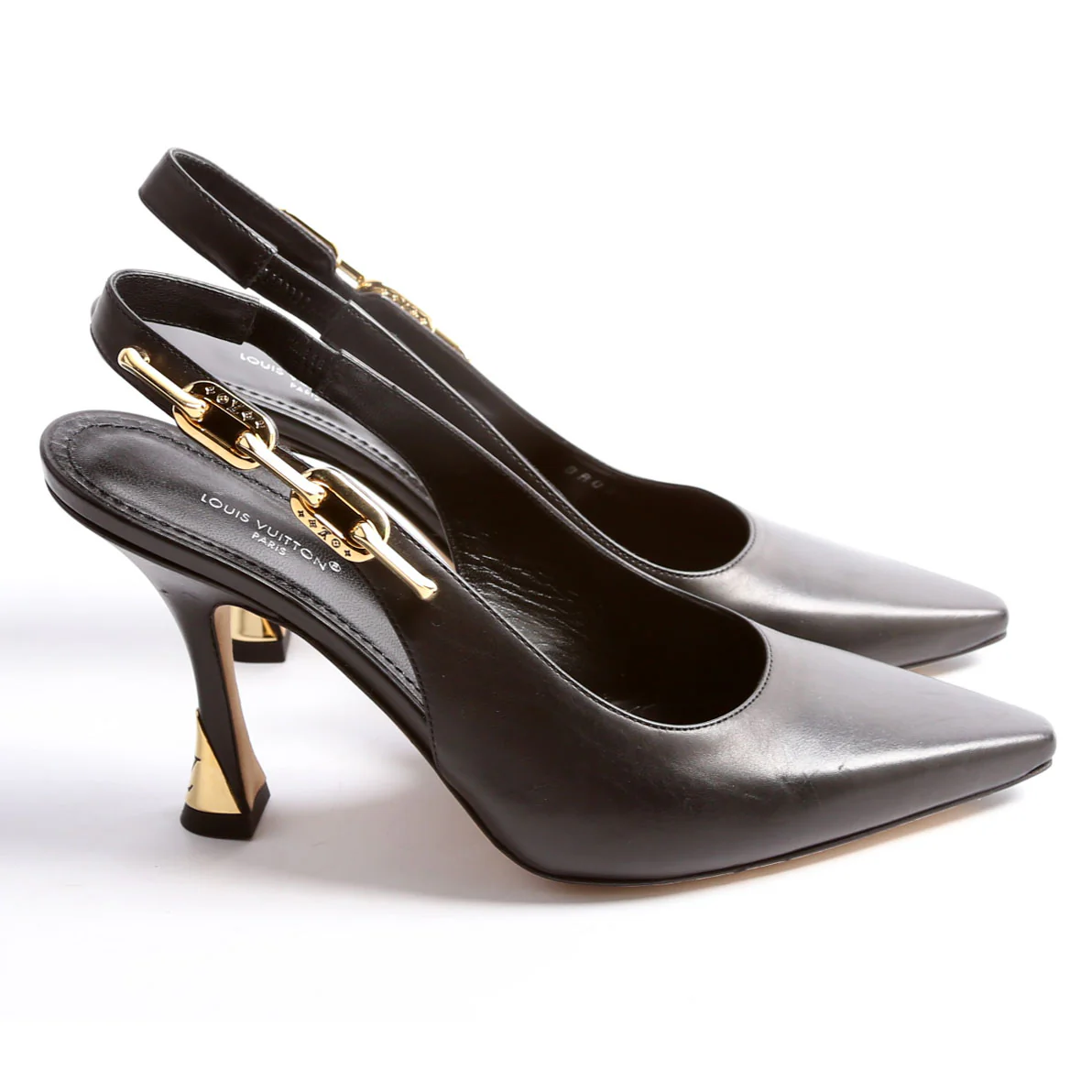 Sparkle Slingback Pumps Size 37.5 Black/Gold - Image 4
