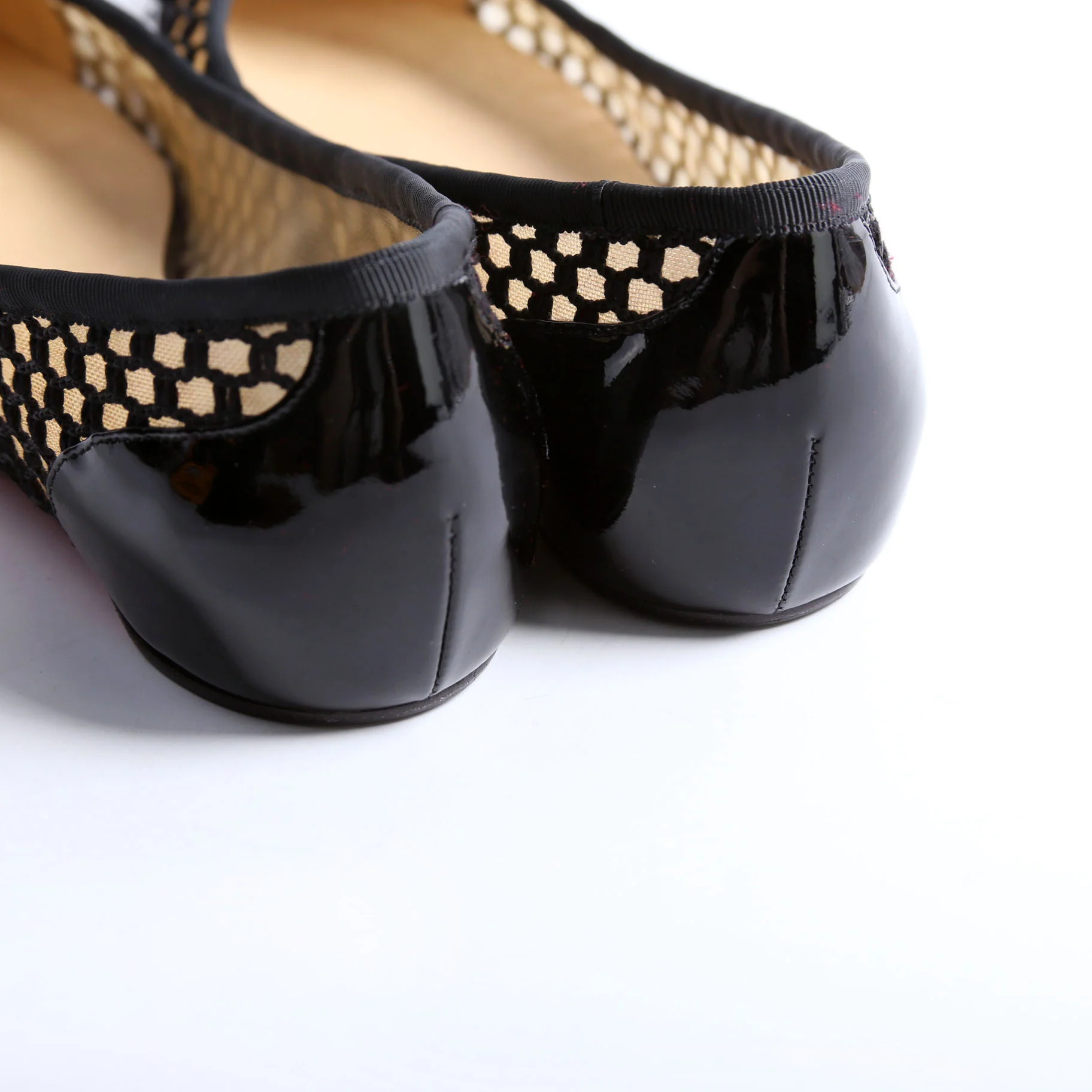 Spike Mesh/Patent Bow Flats Size 39 Black - Image 10