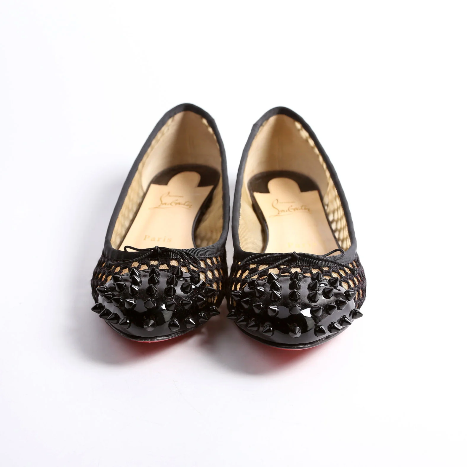 Spike Mesh/Patent Bow Flats Size 39 Black - Image 2