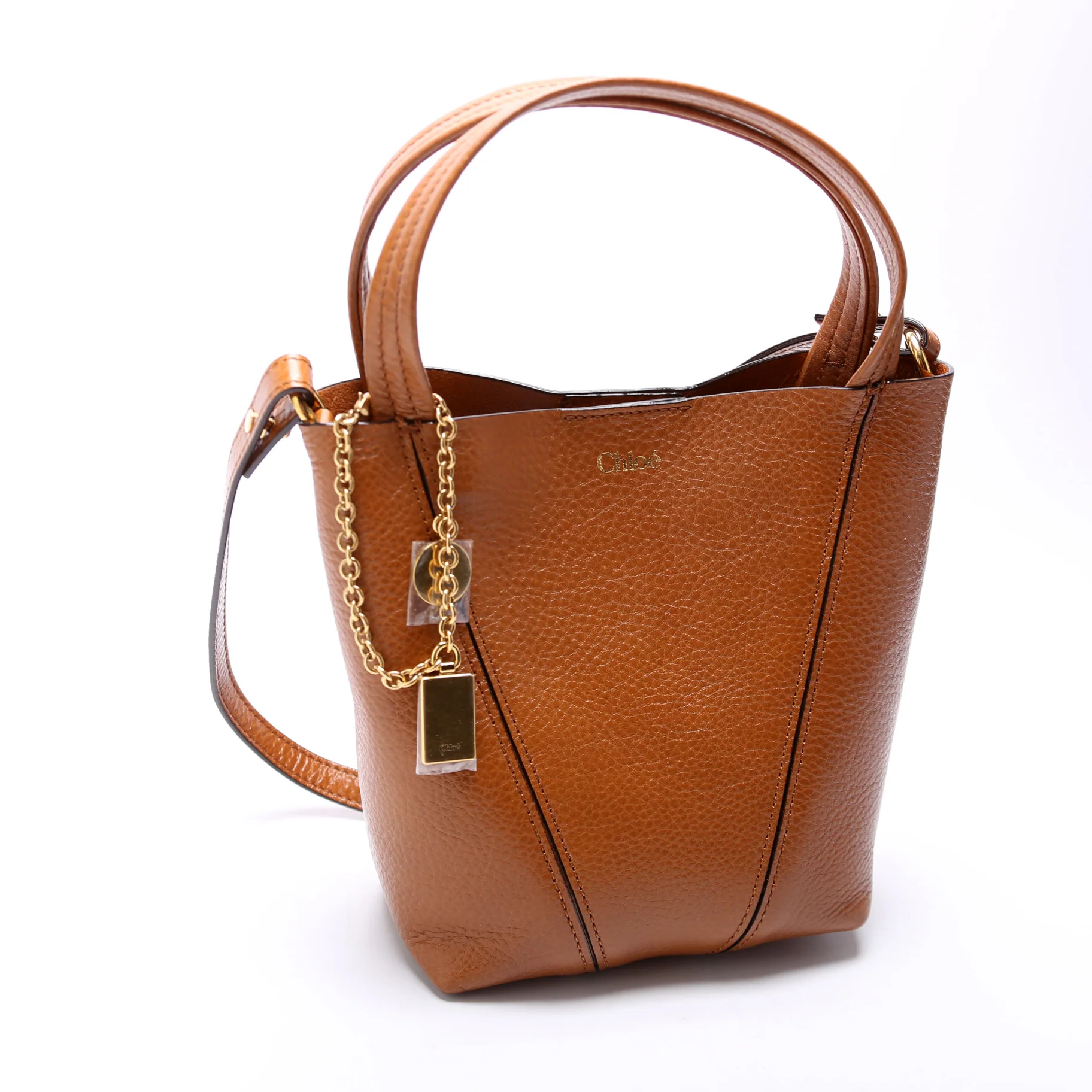 Spin Tote Grain Leather Small Brown - Image 2