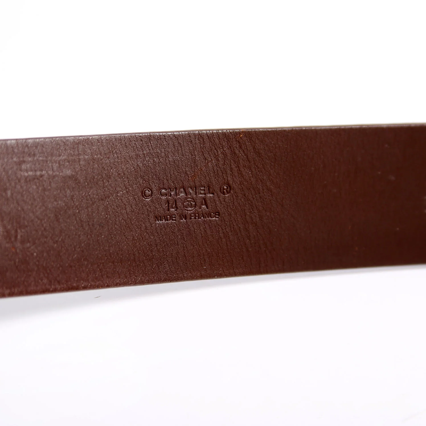 Square Buckle CC Logo Leather Belt Size 70/28 Brown - Image 5
