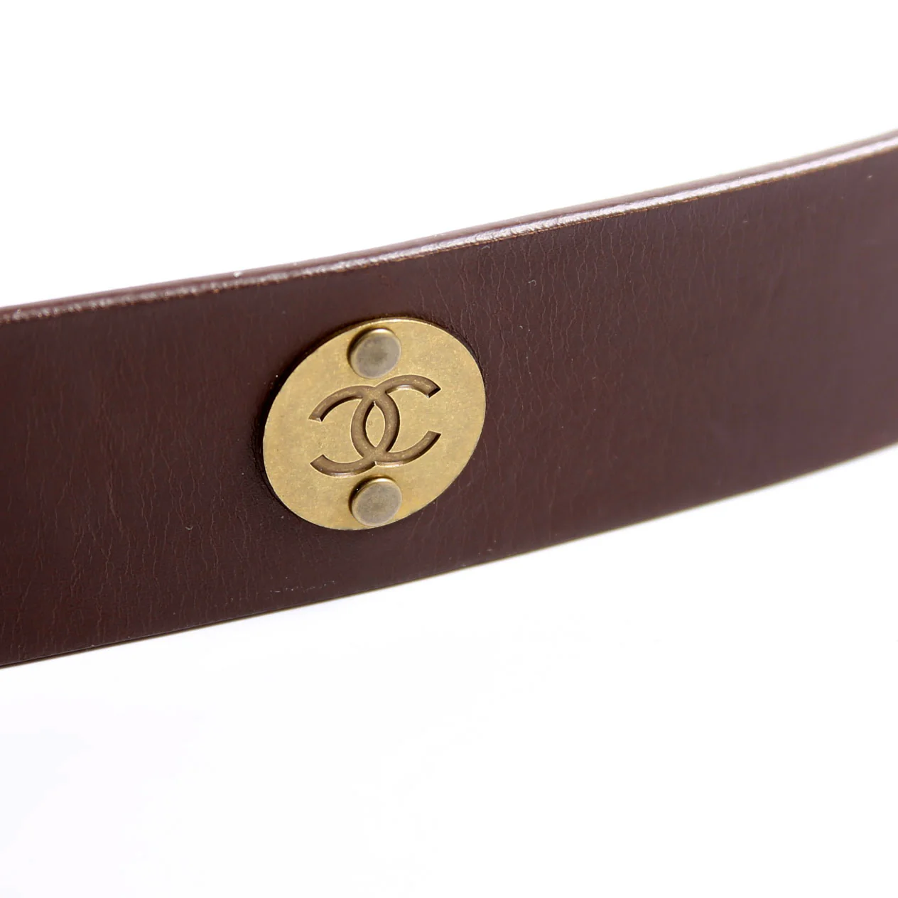 Square Buckle CC Logo Leather Belt Size 70/28 Brown - Image 6