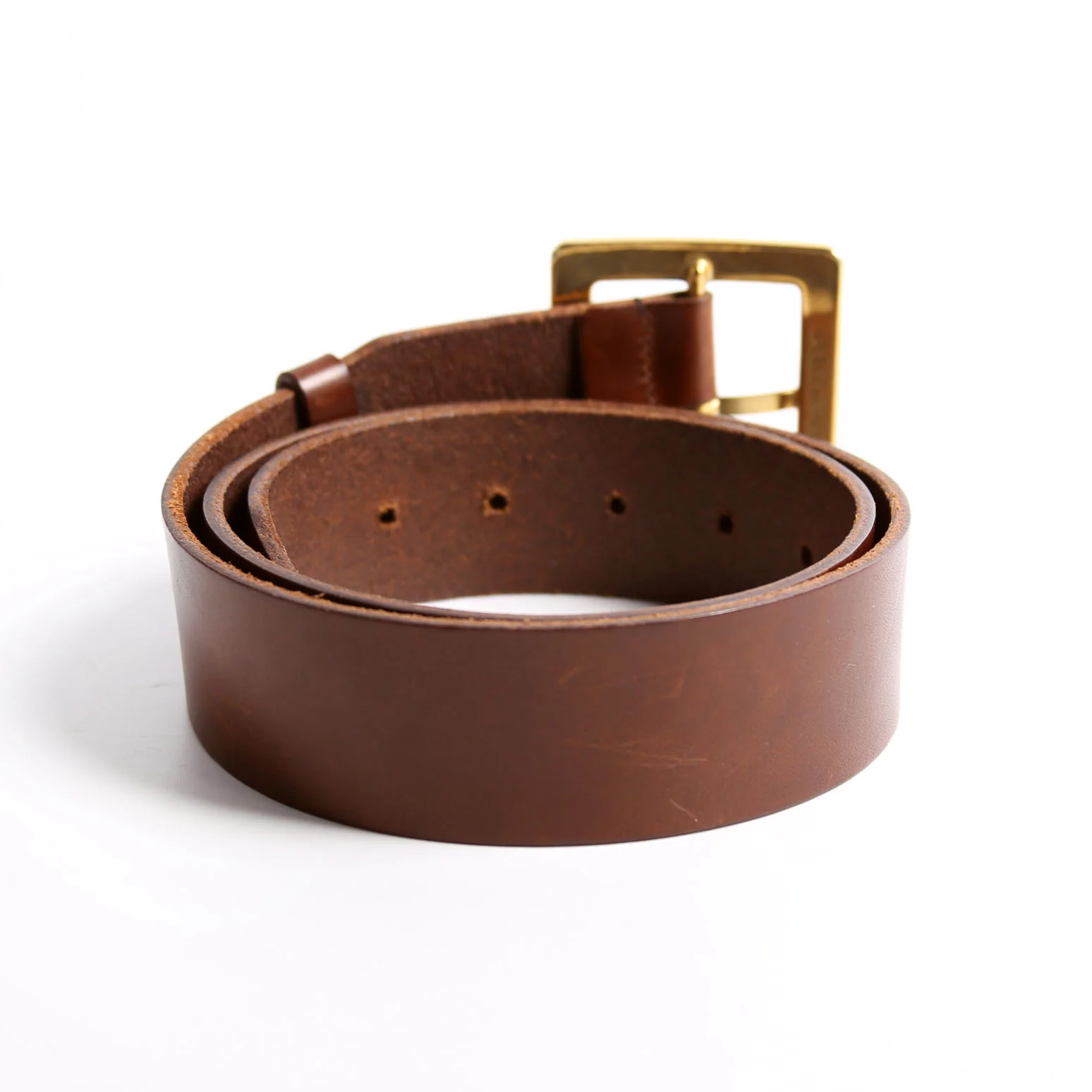 Square Buckle Leather Belt Size 42 Brown - Image 3