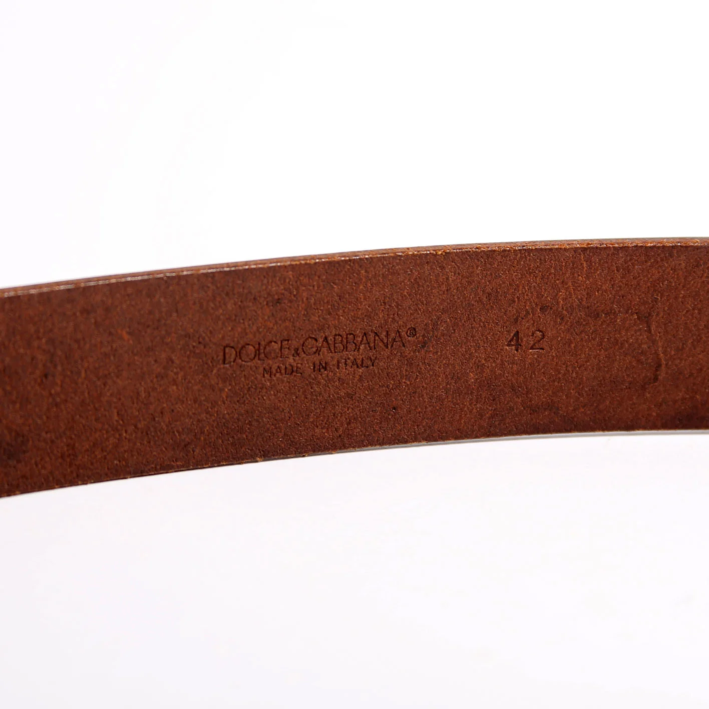 Square Buckle Leather Belt Size 42 Brown - Image 5