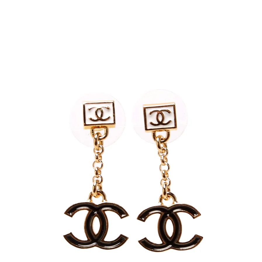 Square CC Drop Earrings Gold/Multicolor