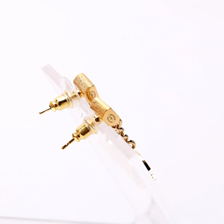 Square CC Drop Earrings Gold/Multicolor - Image 3