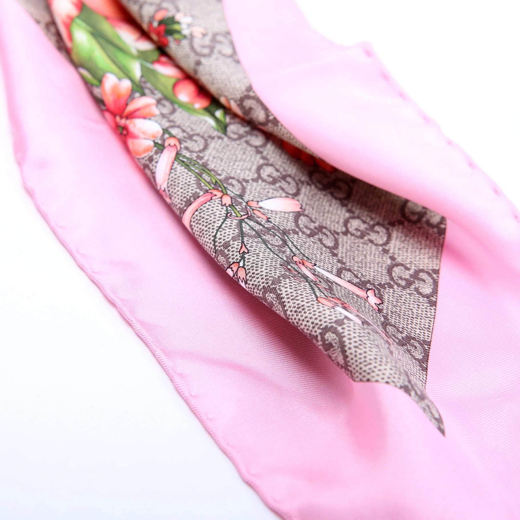 Square Flora Silk Scarf Pink/Multicolor - Image 6