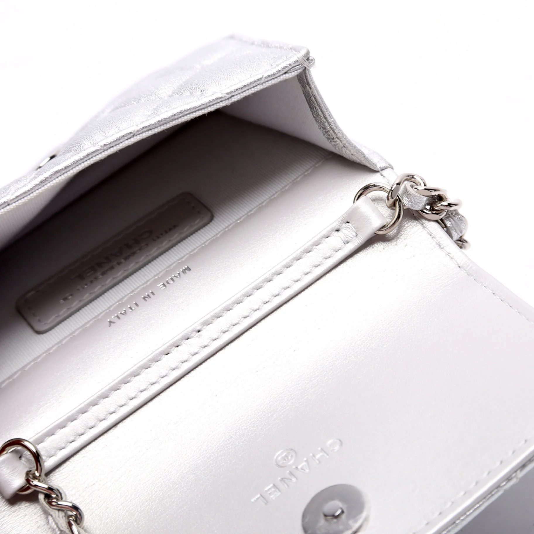 Star Flap Quilted Goatskin Belt Bag RFID Silver - Image 7