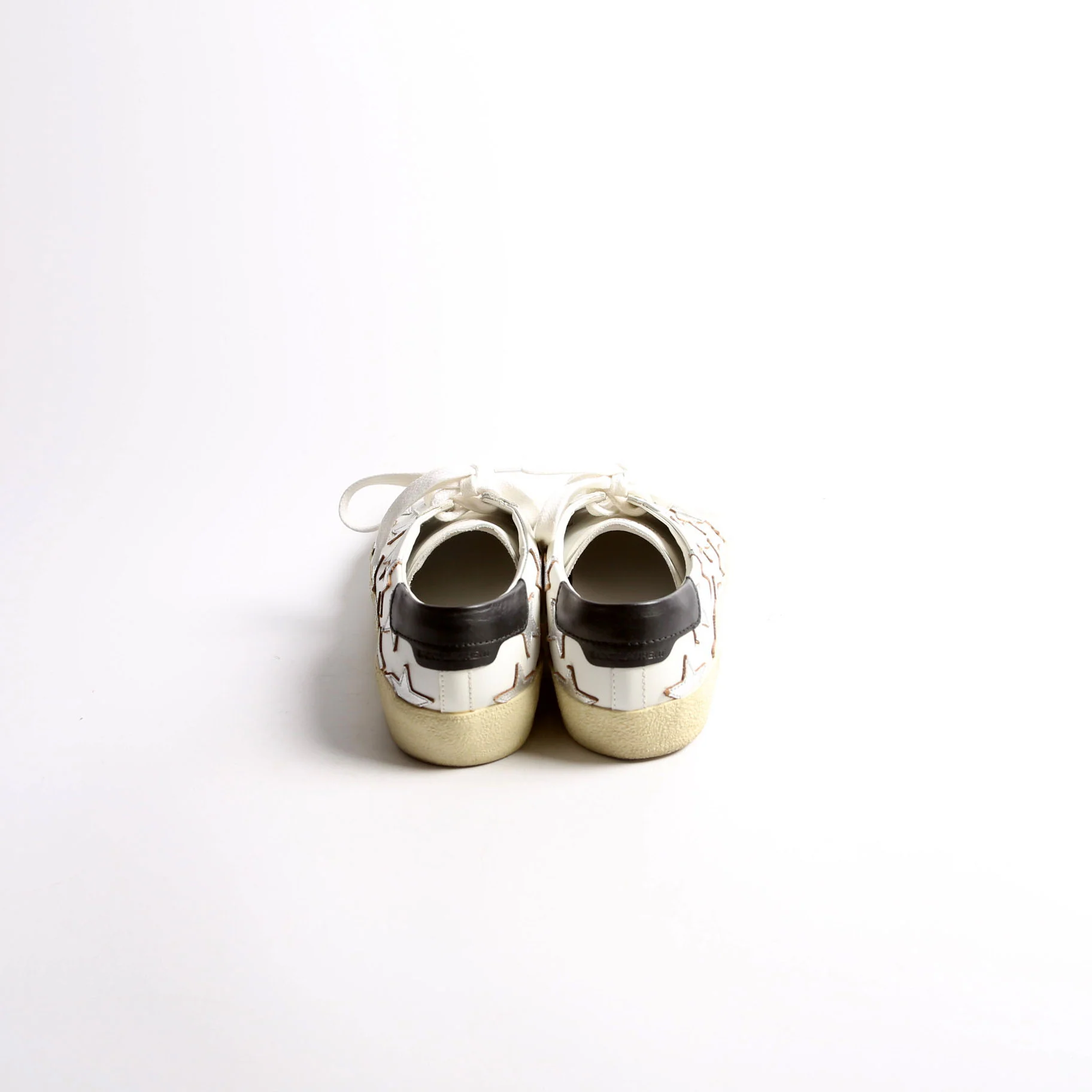 Star Leather Sneakers Size 36.5 White - Image 4