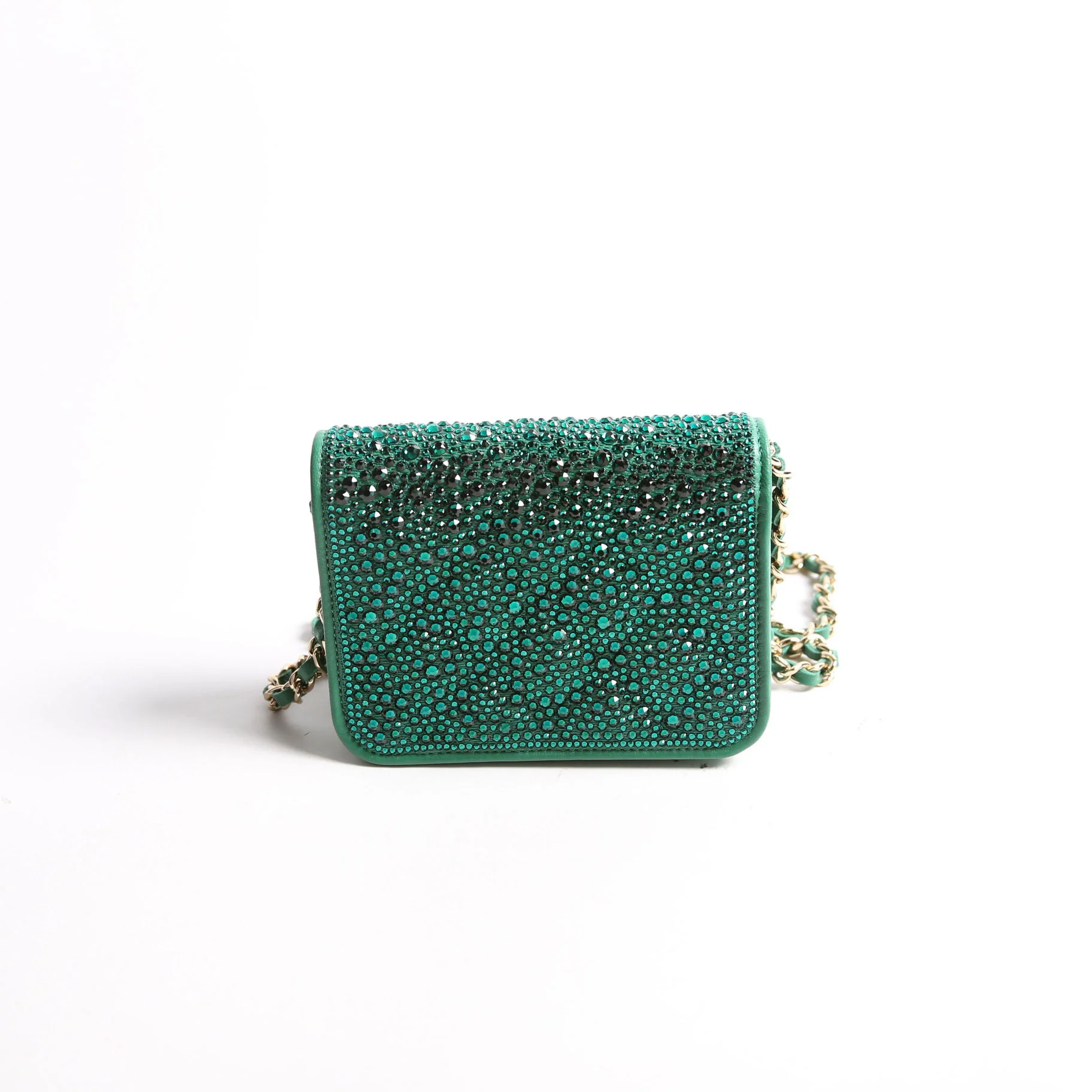 Strass Diamante Mini Clutch Lambskin RFID Green - Image 2