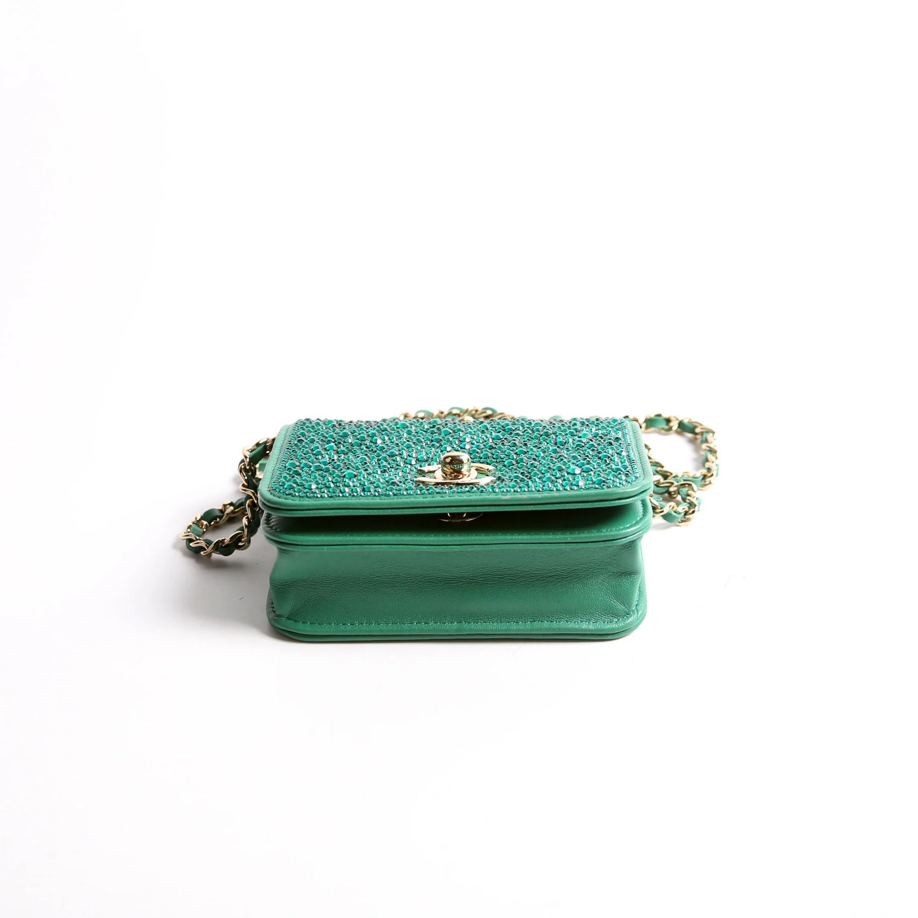 Strass Diamante Mini Clutch Lambskin RFID Green - Image 3