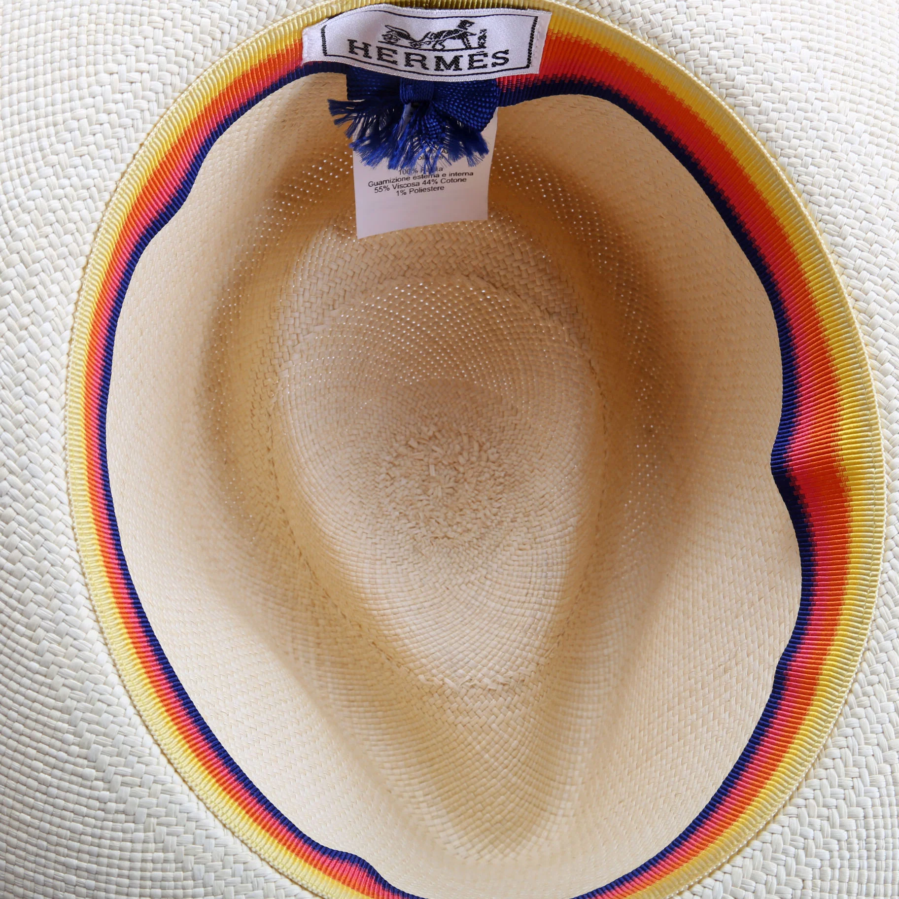 Straw Esperance Panama Hat Size 57 Beige/Multicolor - Image 5