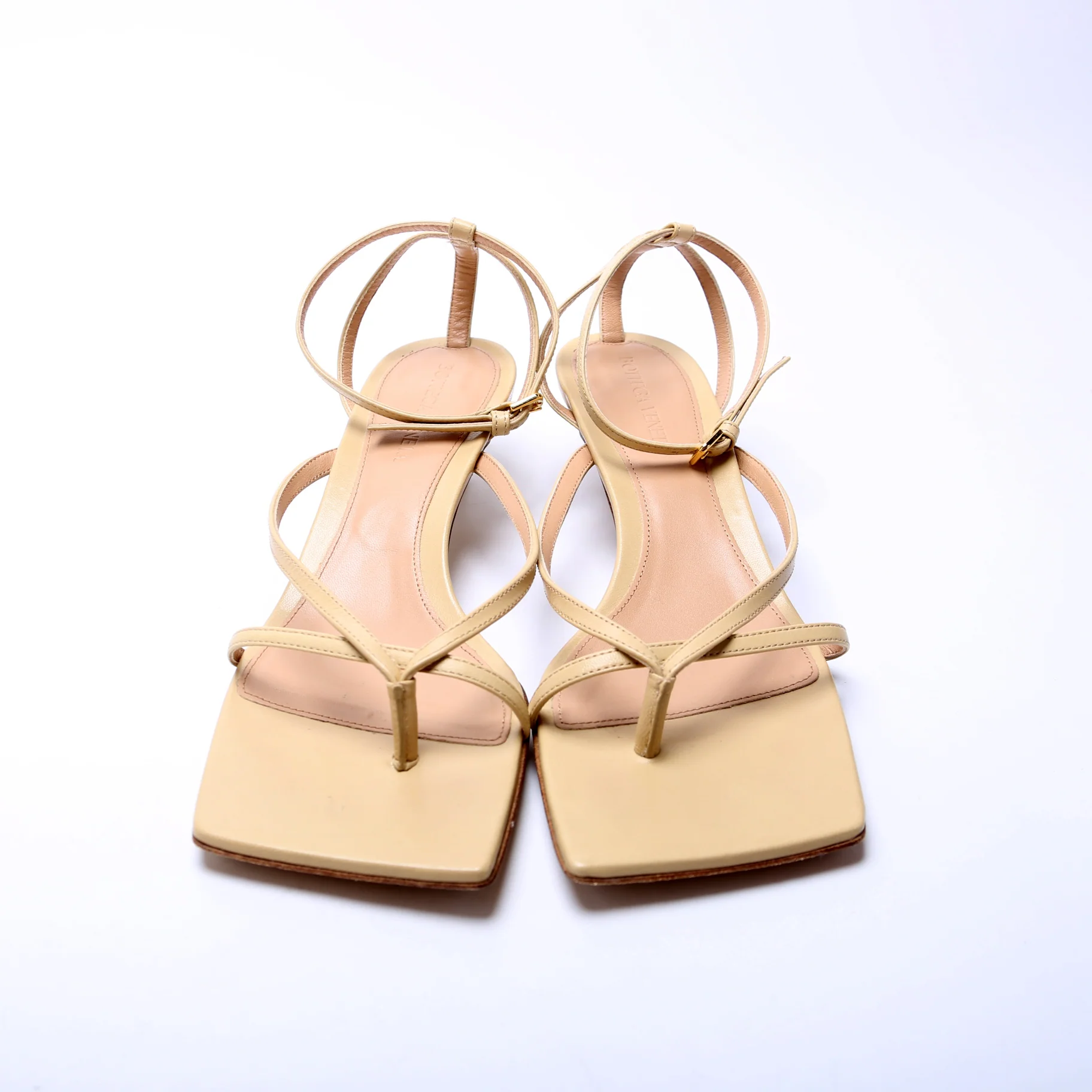 Stretch Leather T-Strap Sandals Size 37 - Image 2