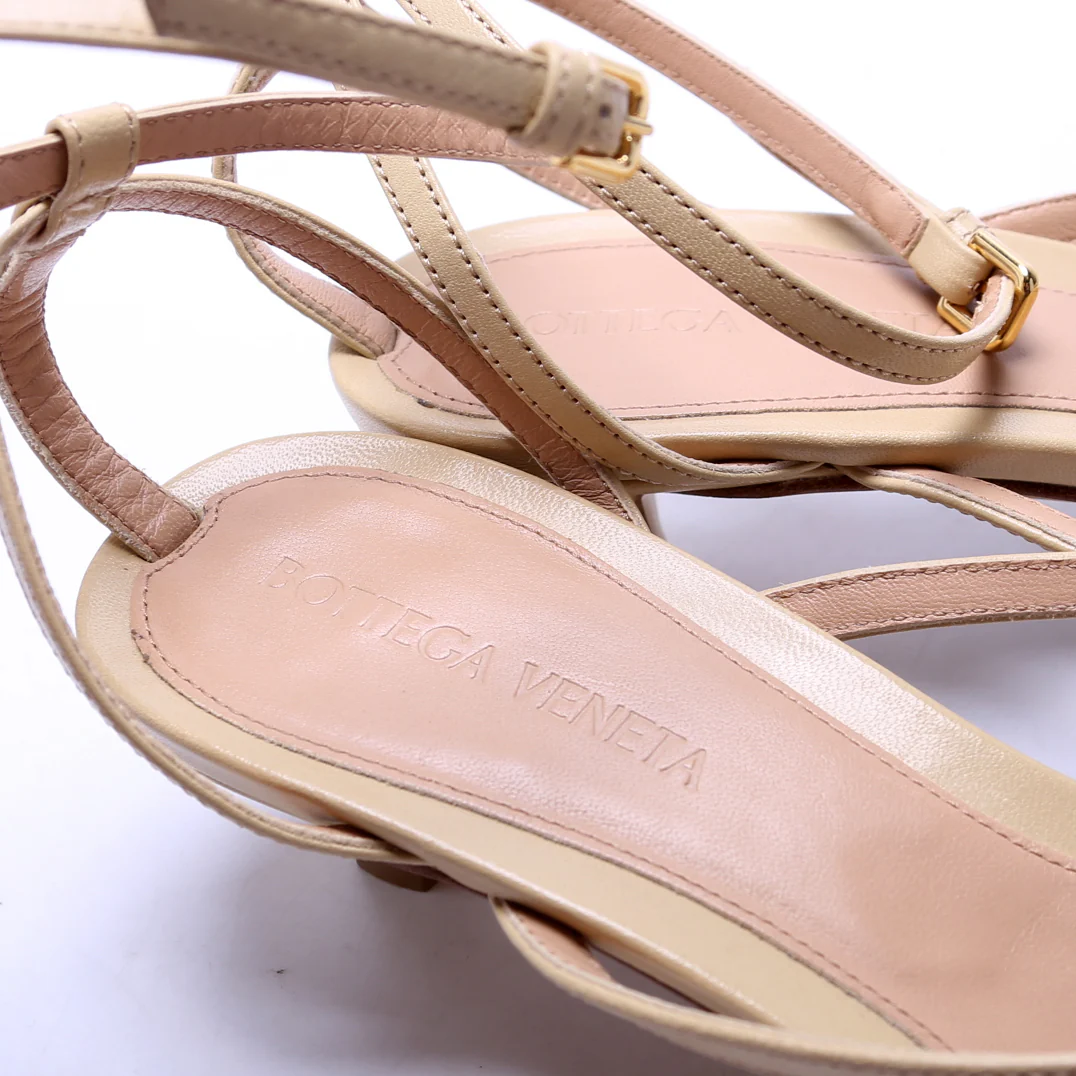 Stretch Leather T-Strap Sandals Size 37 - Image 5