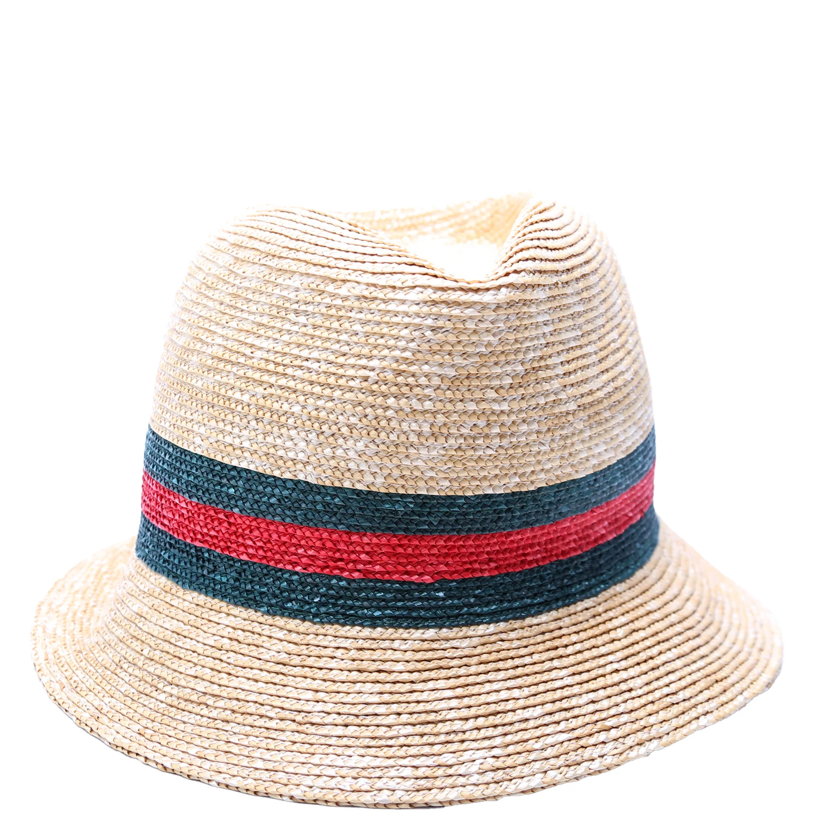 Striped Straw Fedora Hat Size Small