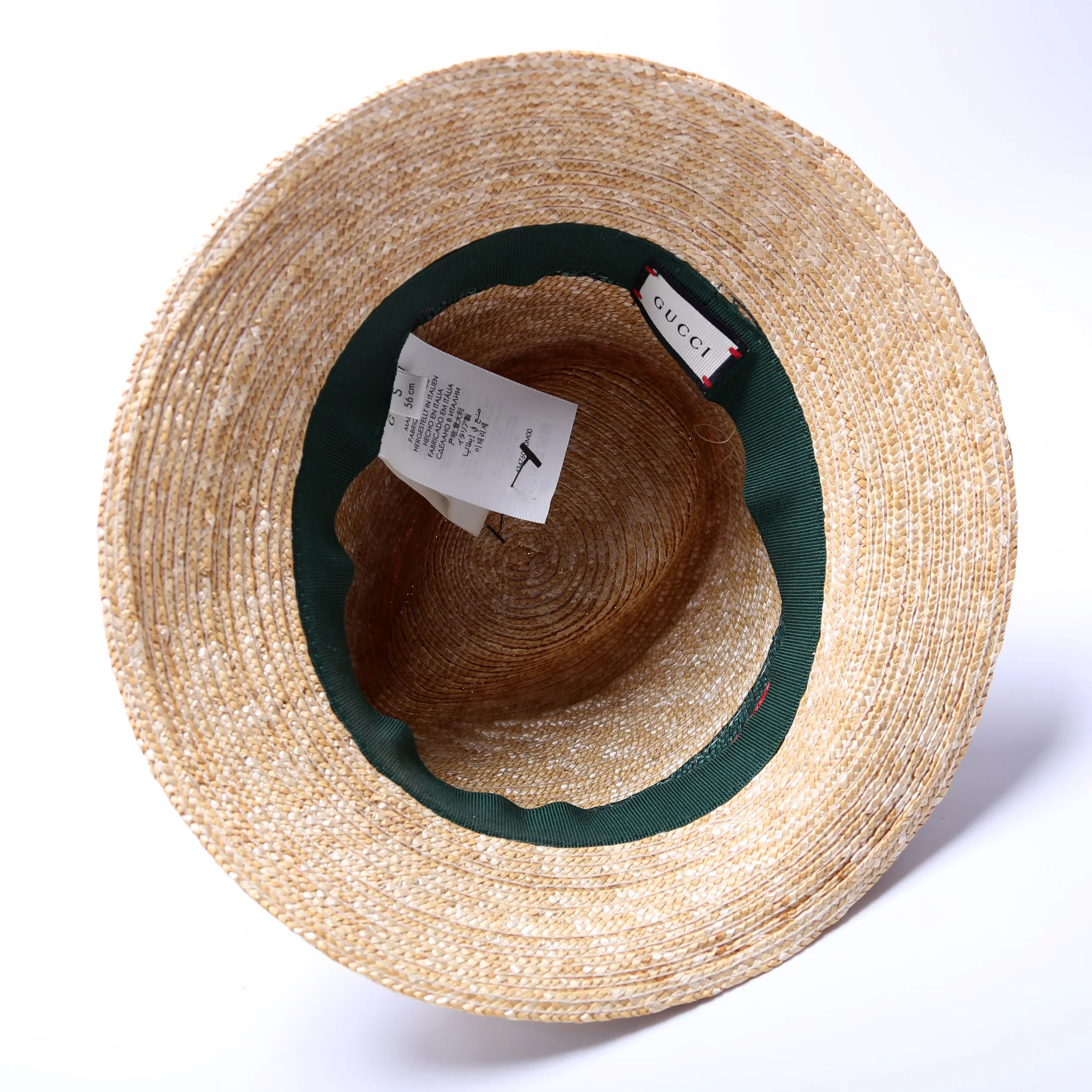 Striped Straw Fedora Hat Size Small - Image 3