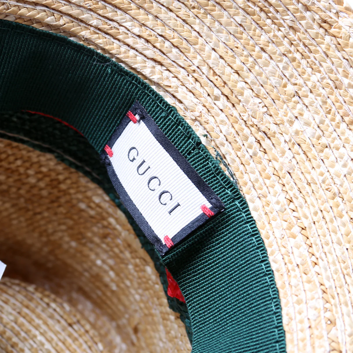 Striped Straw Fedora Hat Size Small - Image 4
