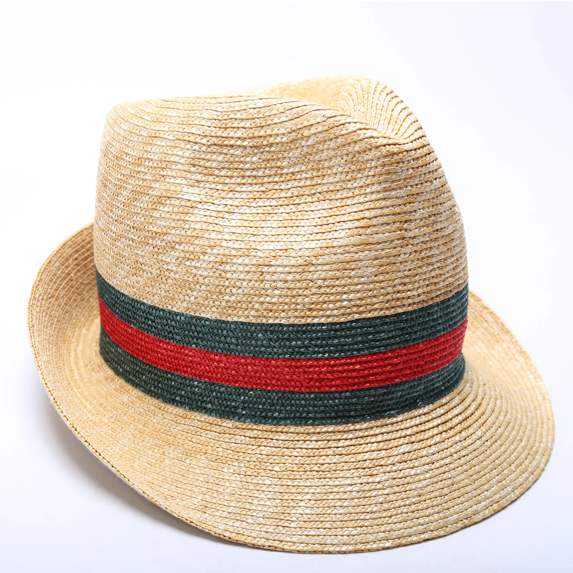 Striped Straw Fedora Size Medium 57CM - Image 2