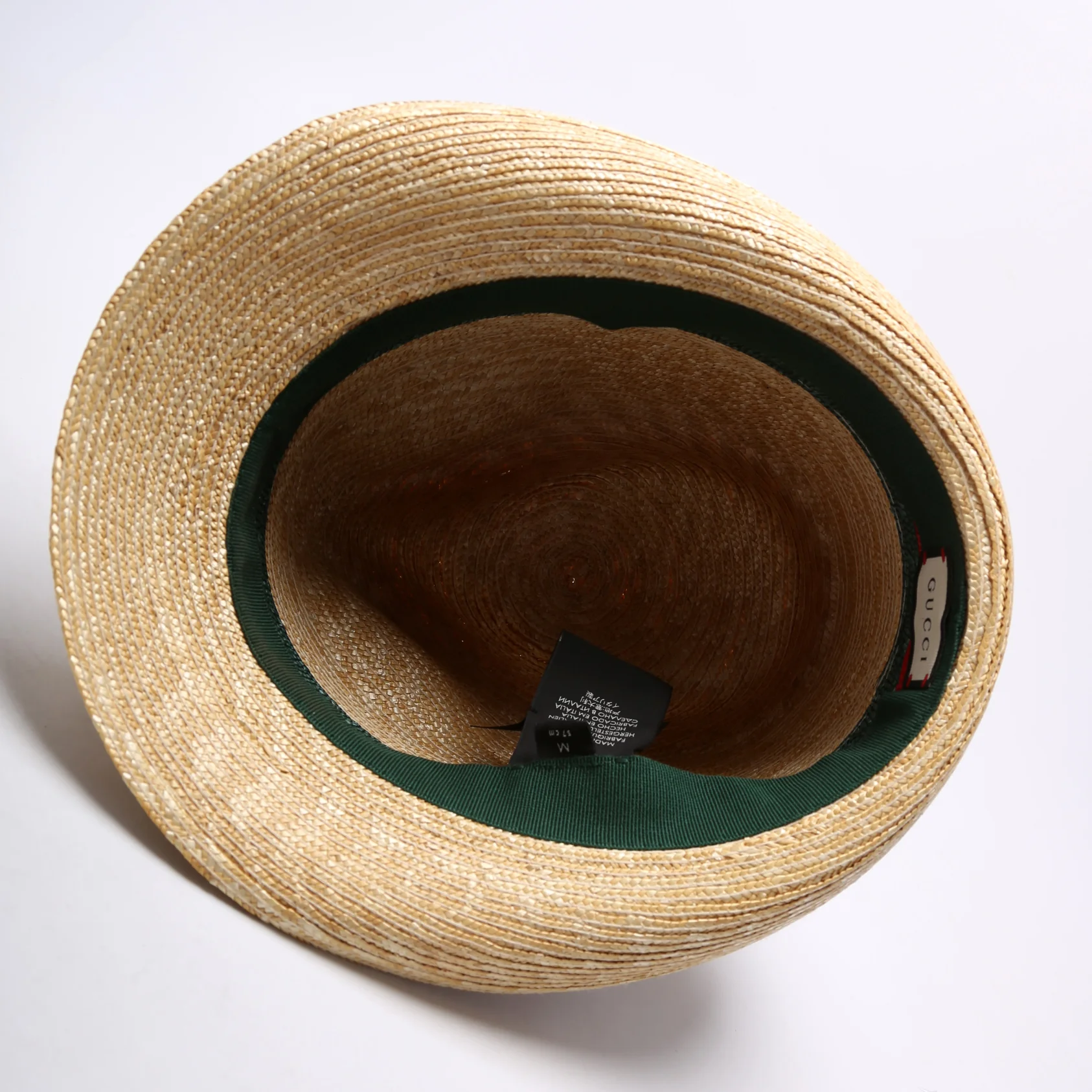 Striped Straw Fedora Size Medium 57CM - Image 4
