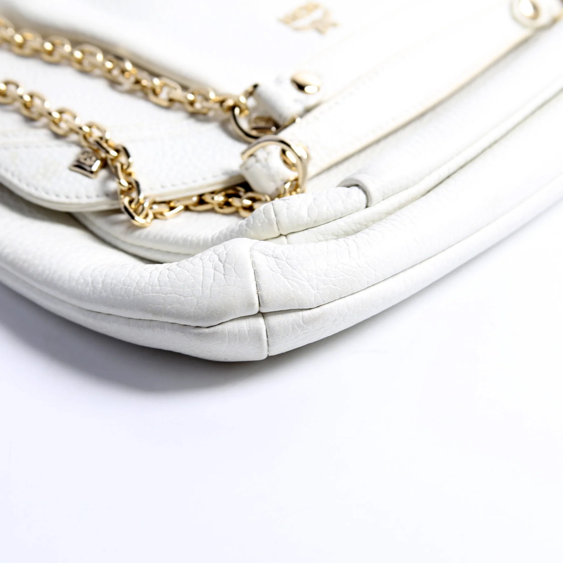 Studded Chain Shoulder Bag White - Image 6