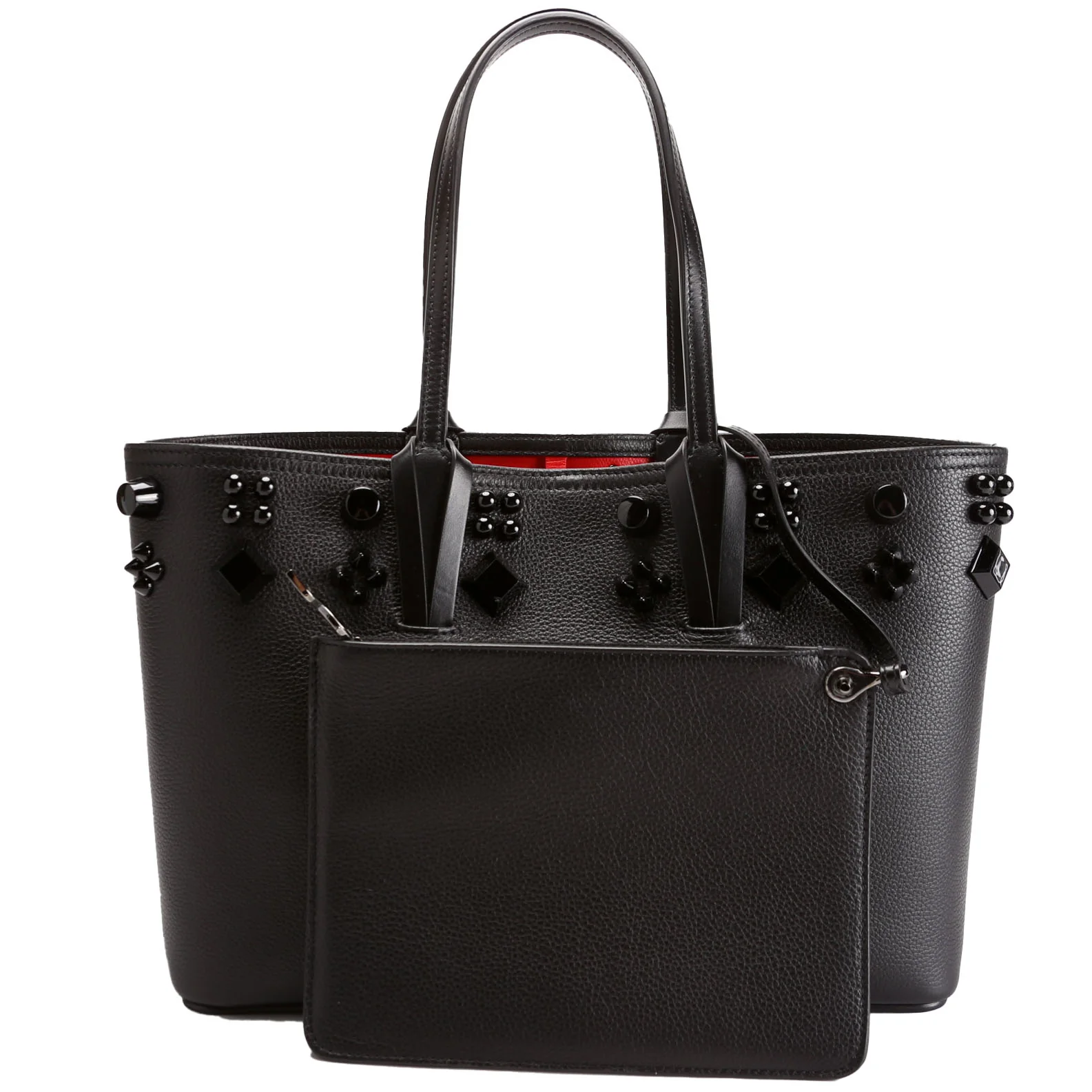 Studded East/West Cabata Tote With Pouch Black