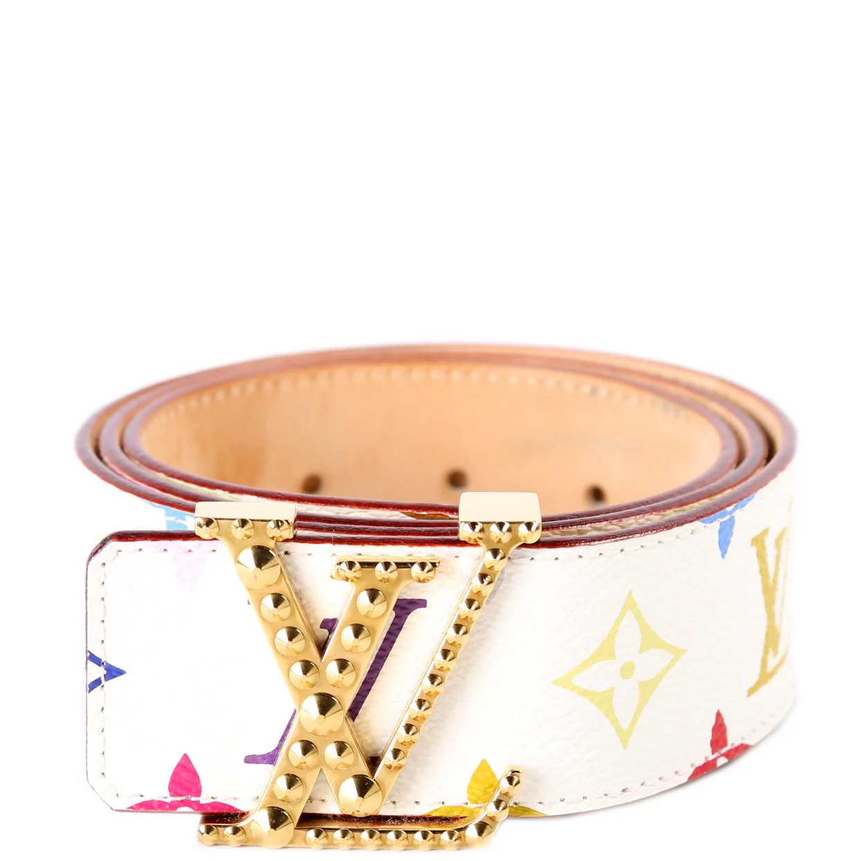 Studded LV Initiales 40MM Multicolor Monogram Belt Size 80/32