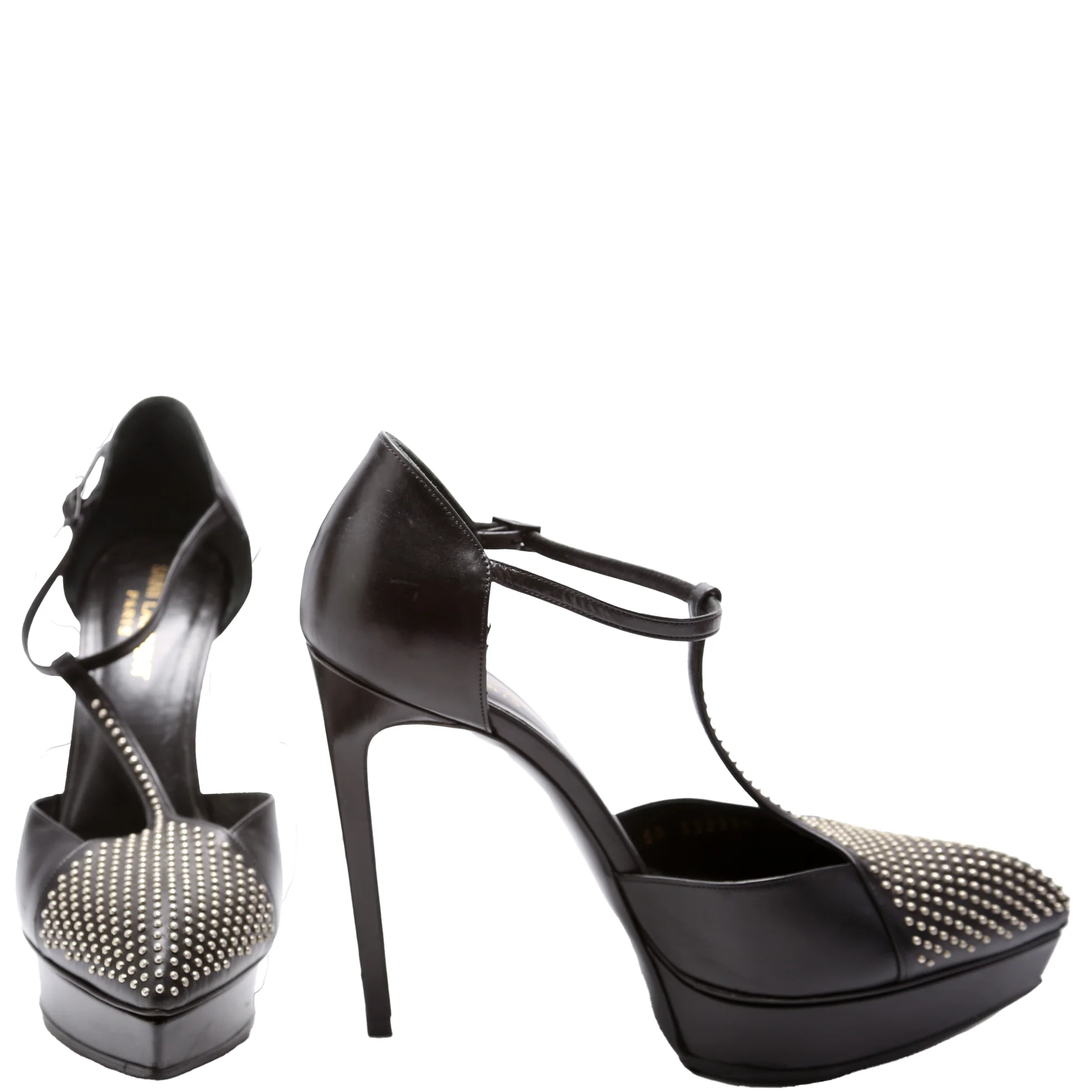 Studded T-Bar Platform Pumps Size 37.5 Black