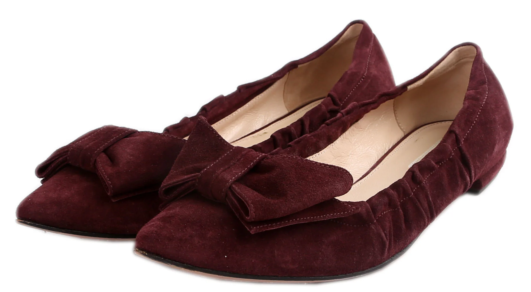 Suede Bow Ballet Flats Size 40.5