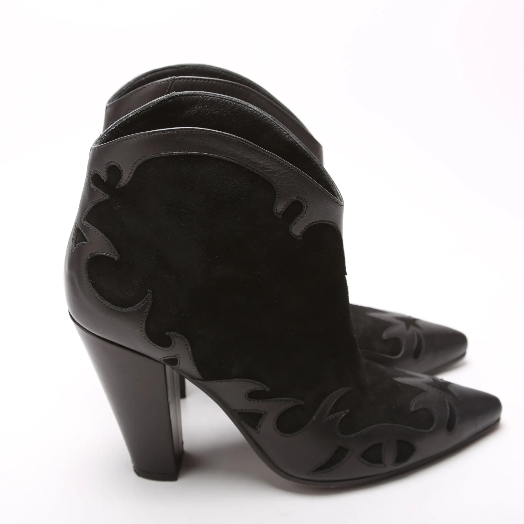 Suede Cowboy Ankle Boots Size 38 Black - Image 3