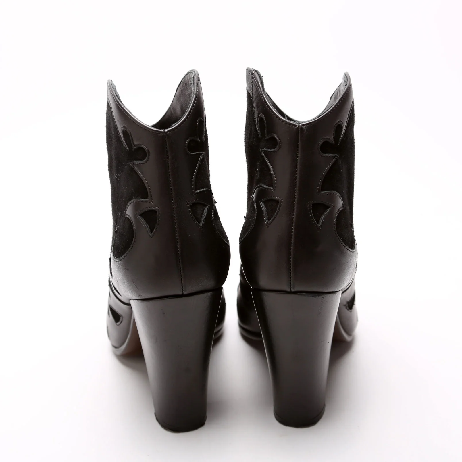 Suede Cowboy Ankle Boots Size 38 Black - Image 4