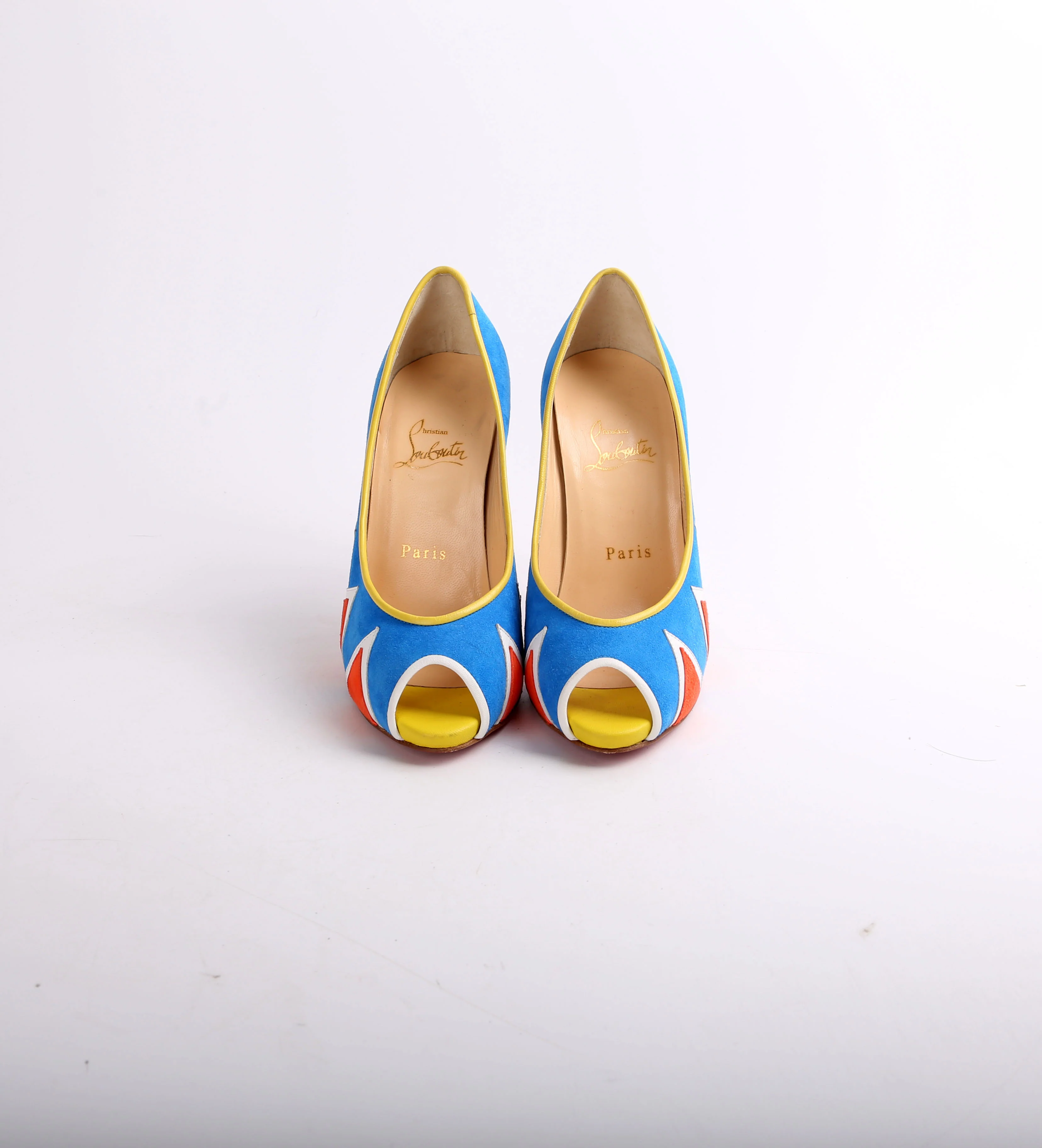 Suede Geometric Open Toe Heels Size 36 - Image 2