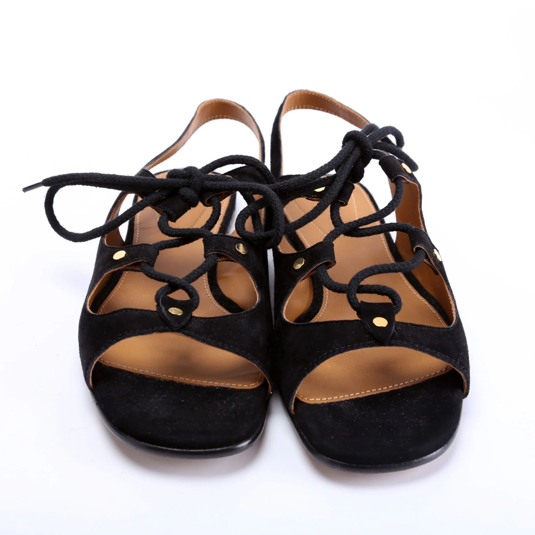 Suede Gladiator Sandals Size 36 Black - Image 2