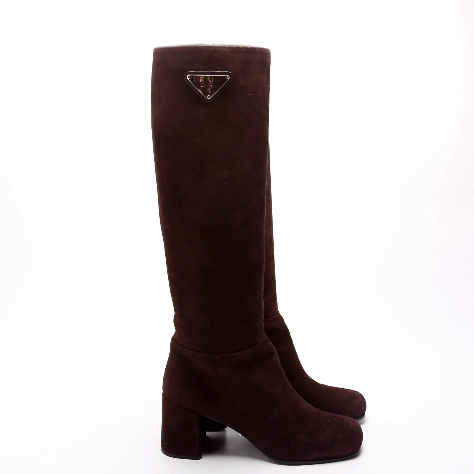 Suede Knee High Boots Size 37 Brown - Image 3