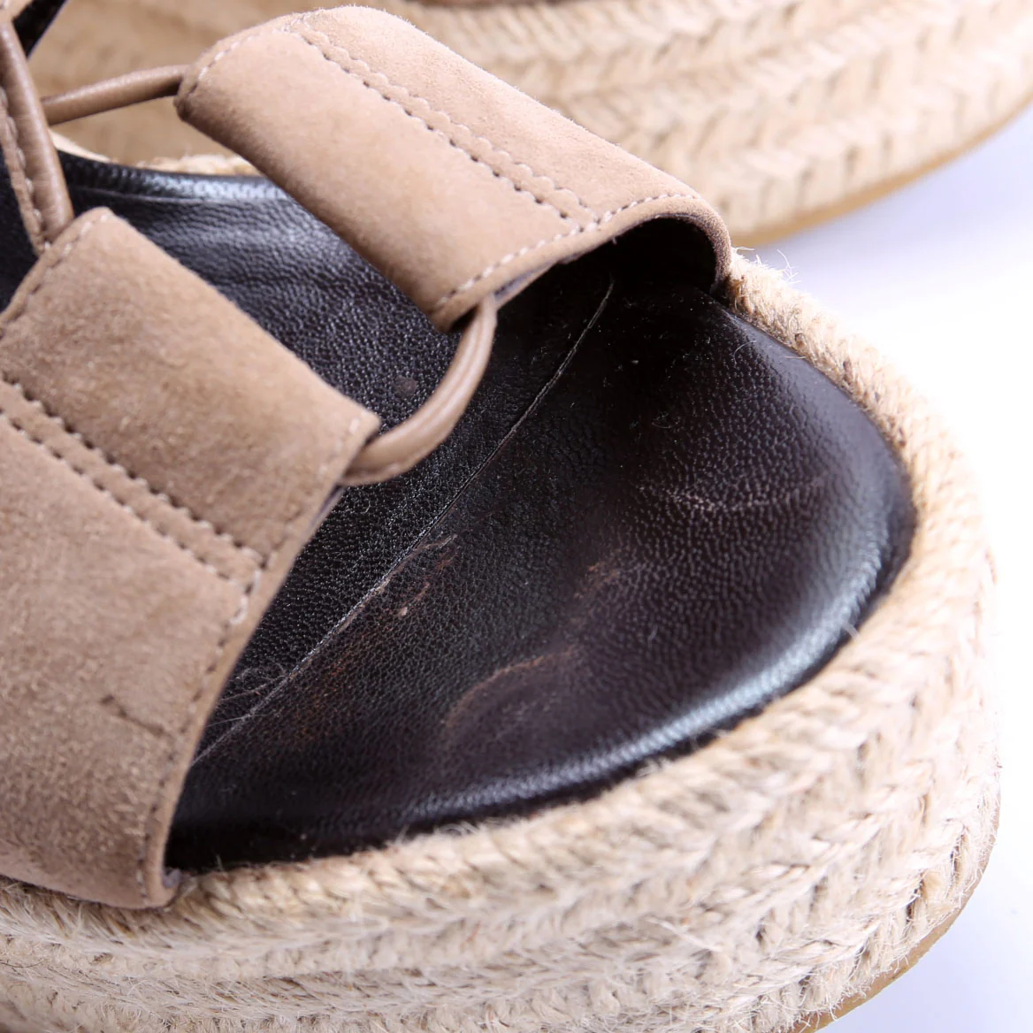 Suede Lace Up Espadrille Wedges Size 38 - Image 6