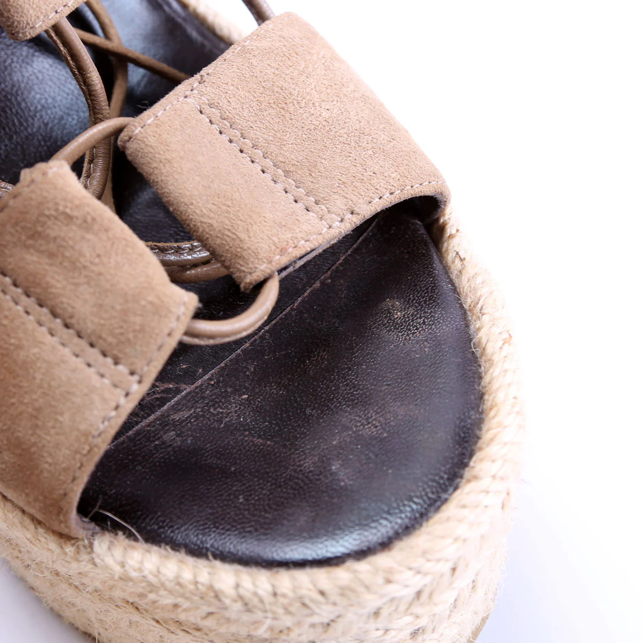 Suede Lace Up Espadrille Wedges Size 38 - Image 7