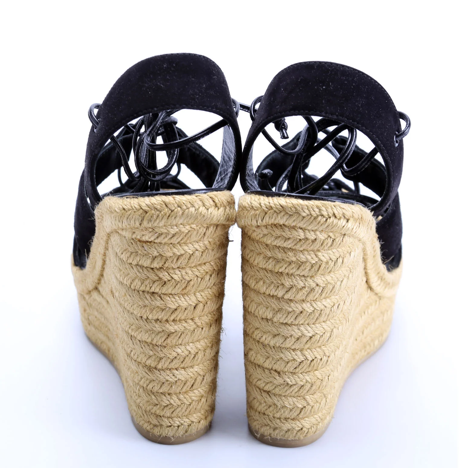 Suede Lace Up Espadrille Wedges Size 38 - Image 4