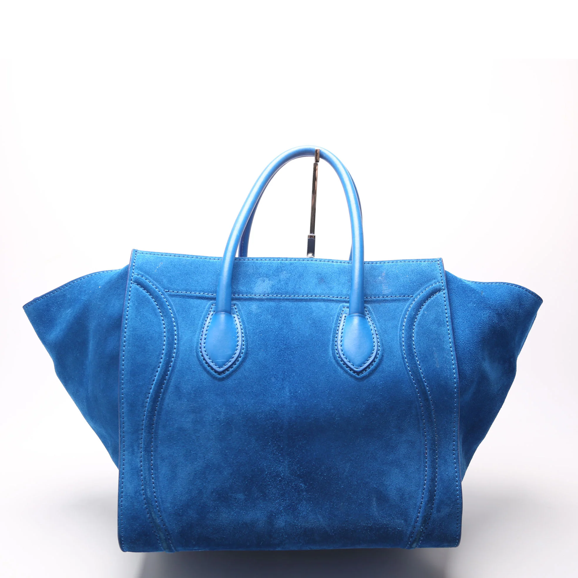 Suede Luggage Bag Blue - Image 3