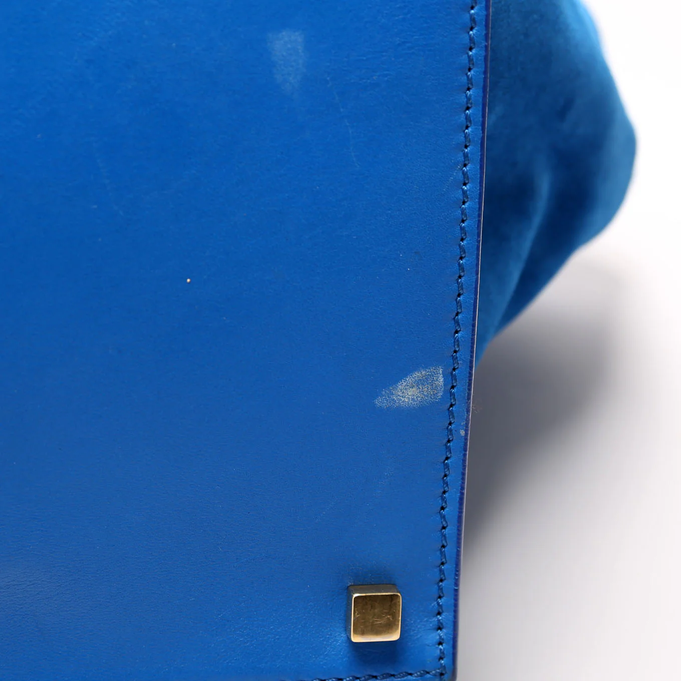 Suede Luggage Bag Blue - Image 6