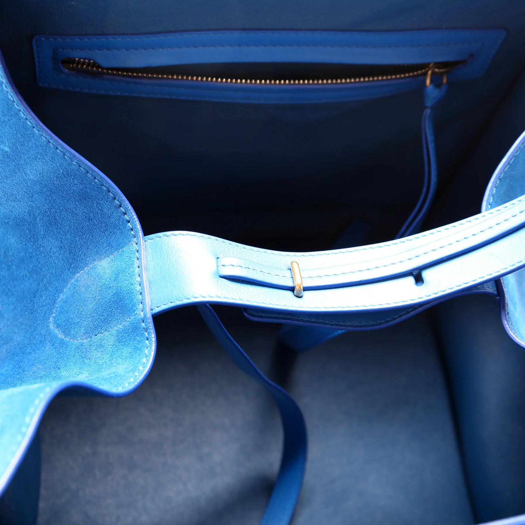 Suede Luggage Bag Blue - Image 7