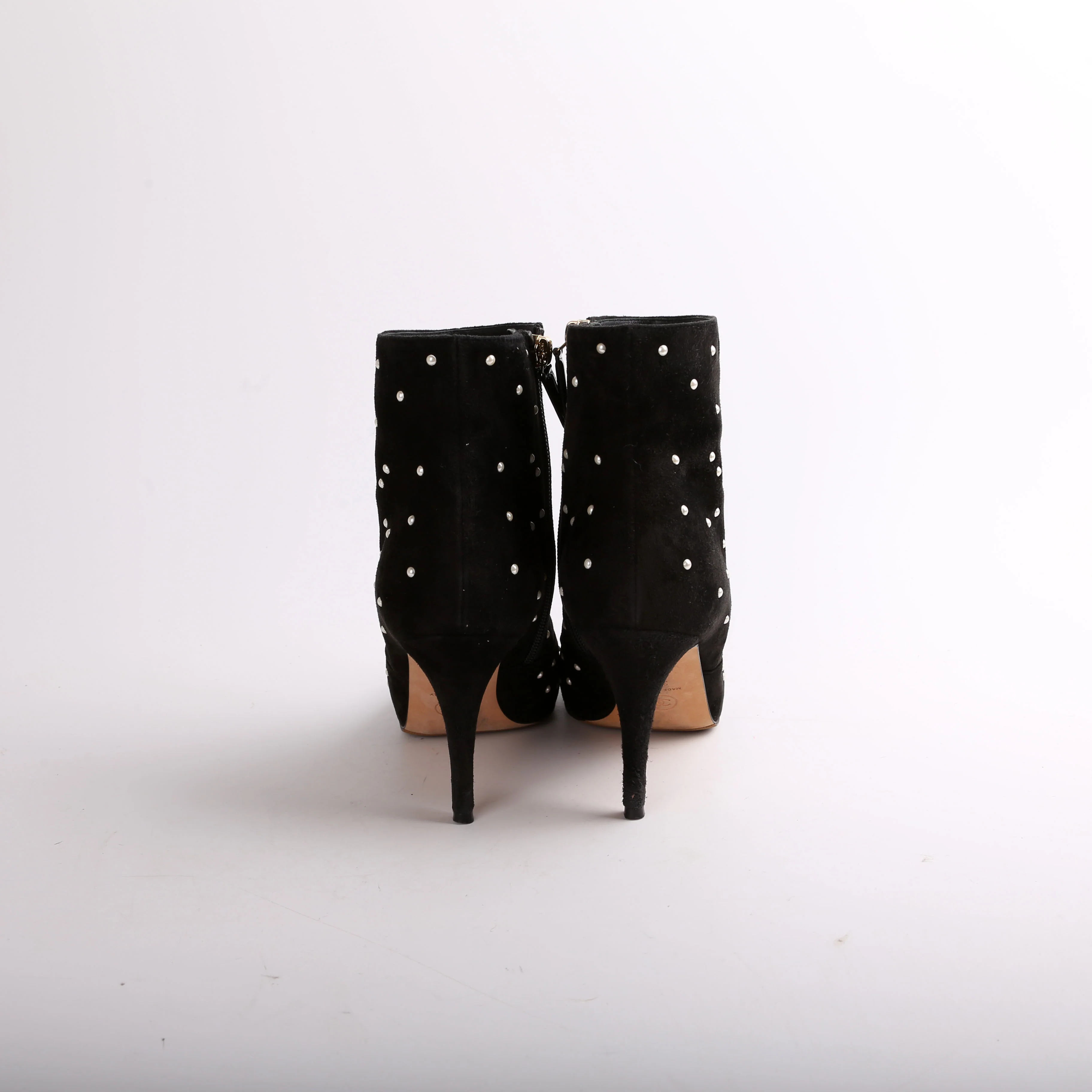 Suede Pearl Cap Toe Booties Size 38 - Image 4