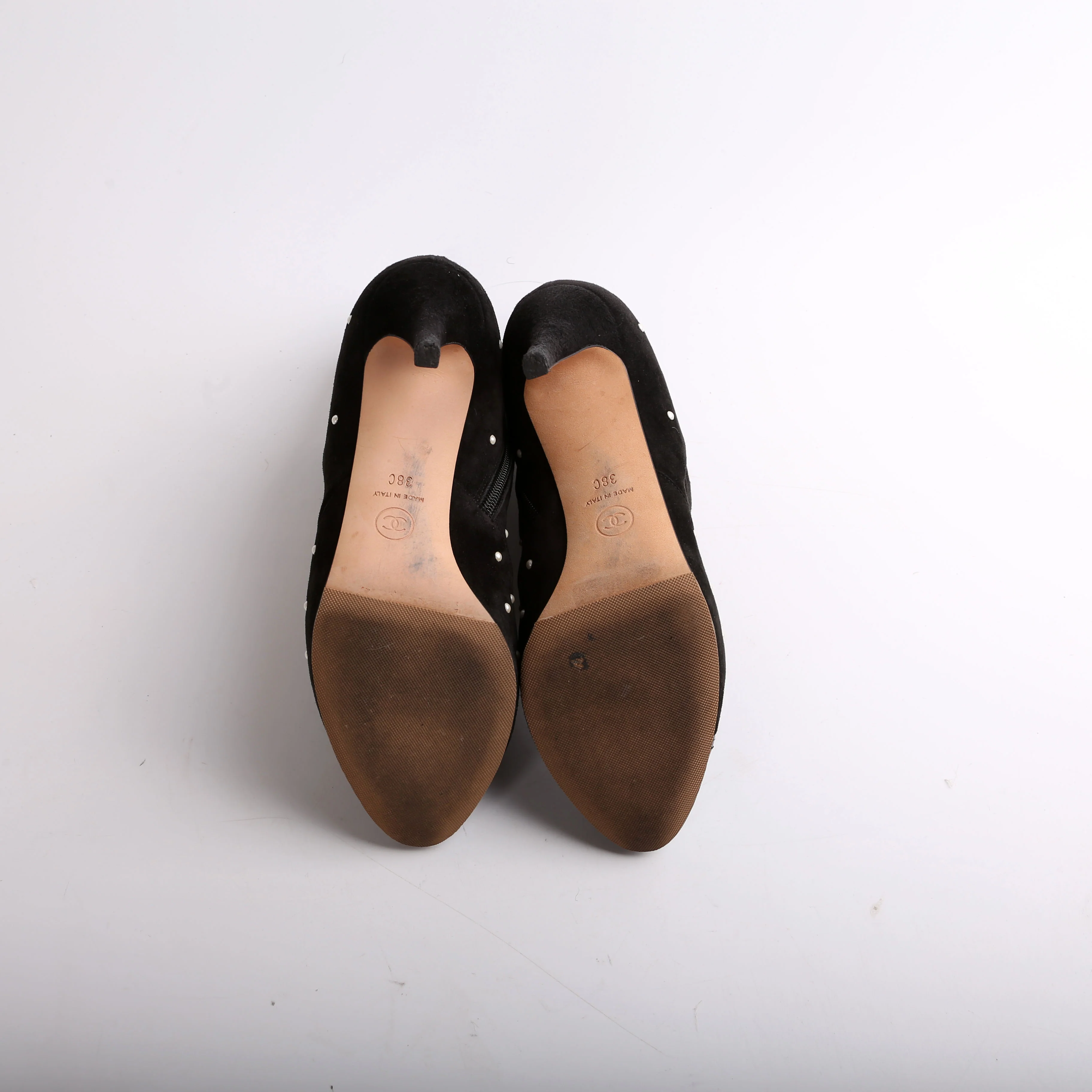 Suede Pearl Cap Toe Booties Size 38 - Image 7