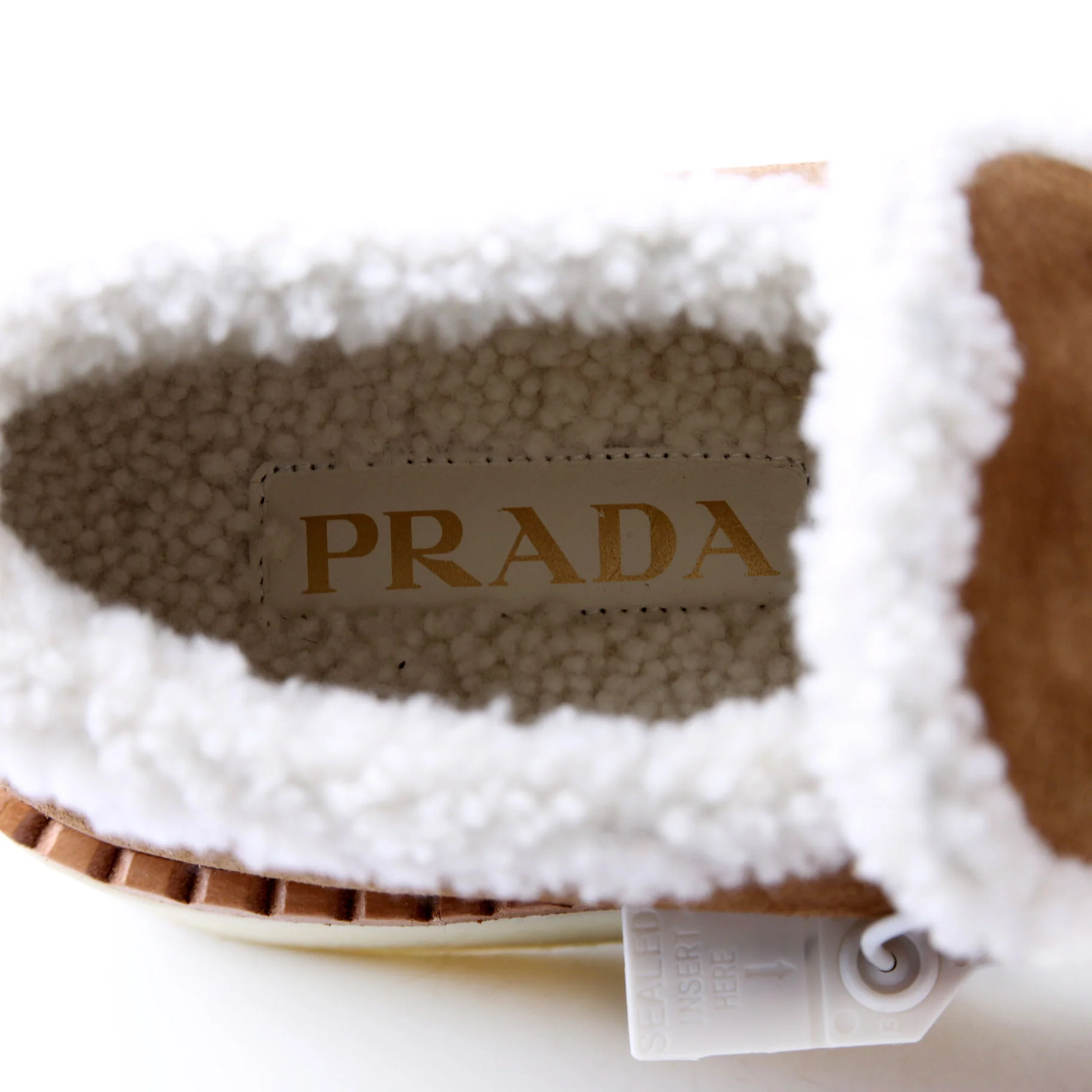 Suede/Shearling Platform Loafers Size 38.5 Tan - Image 8