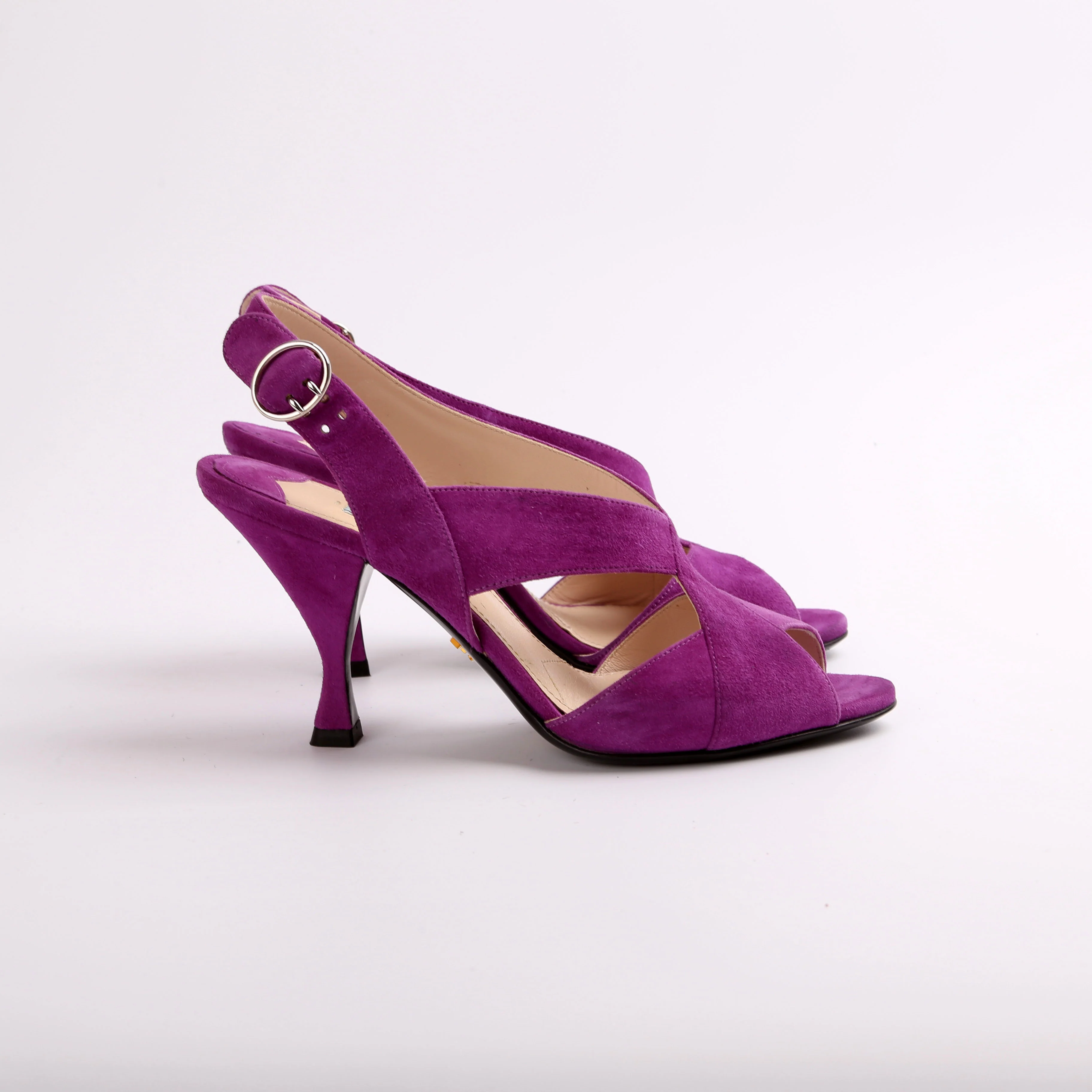 Suede Slingback Heels Size 37.5 - Image 3