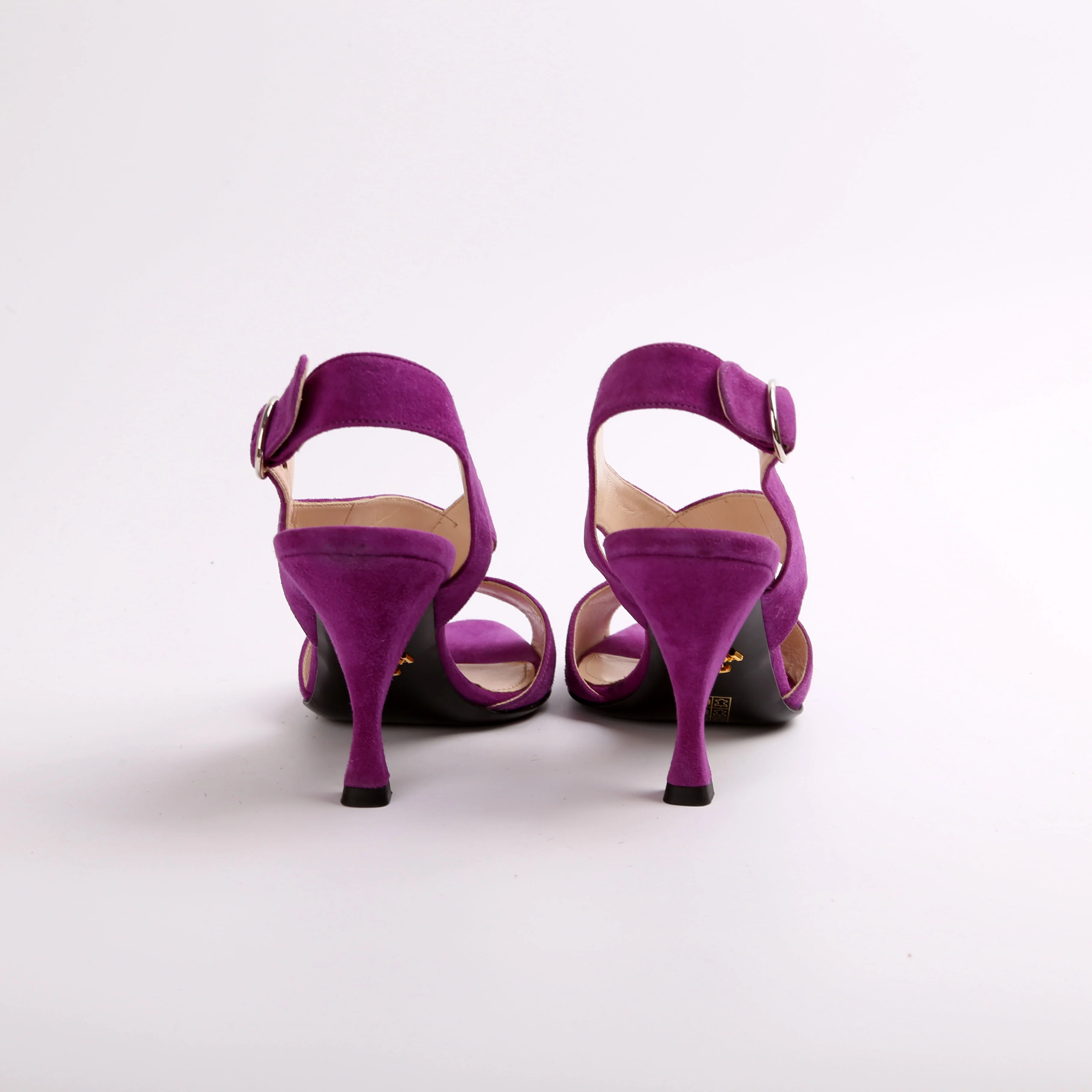 Suede Slingback Heels Size 37.5 - Image 4